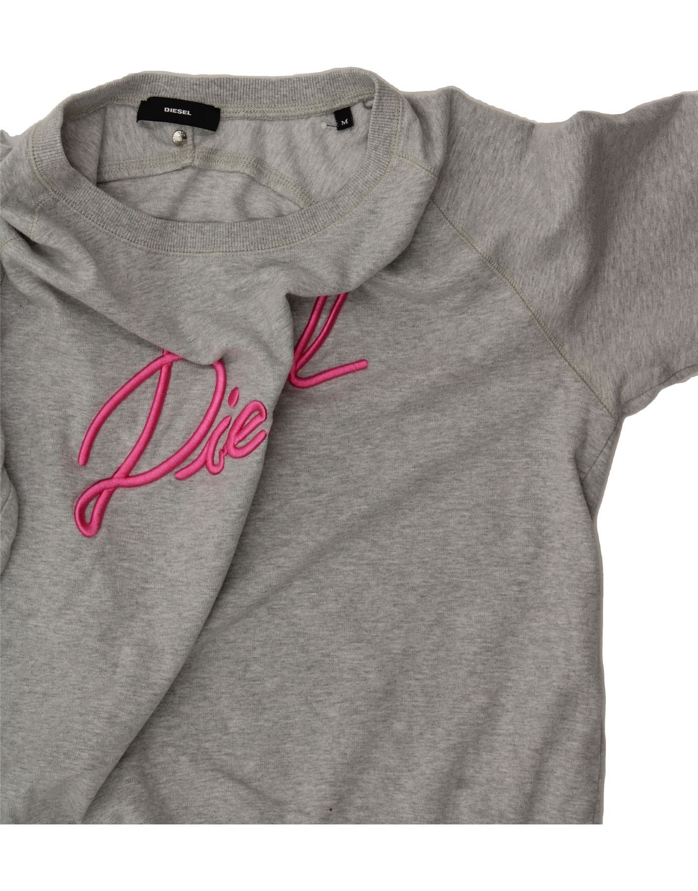 Diesel Womens Graphic Sweatshirt Jumper UK 14 Medium Grey Cotton Size M / US 6-8 / IT 42-44 - 3 Thumbnail