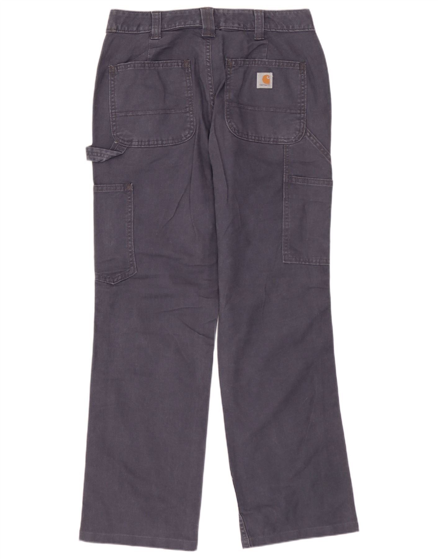 Carhartt Womens Straight Cargo Trousers US 2 XS W28 L28 Navy Blue Cot Size 24" / US 00 / IT 34 - 2 Thumbnail