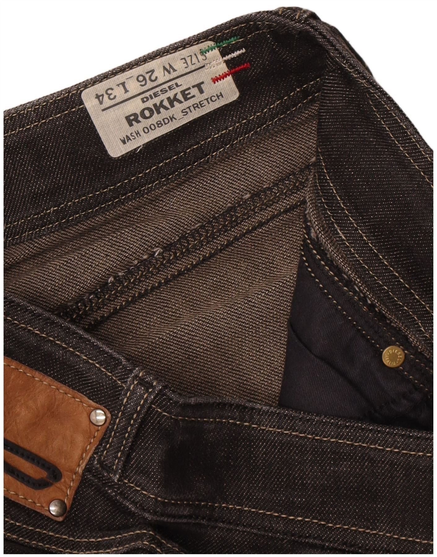 Diesel Womens Rokket Low Waist Slim Jeans W26 L34 Black Cotton Size 42" / US 20 - 4 Thumbnail
