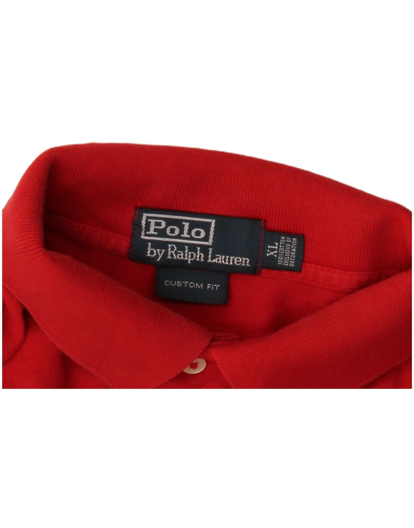 Polo Ralph Lauren Mens Custom Fit Polo Shirt XL Red Cotton Size US L / EU 52-54 / 3 - 3 Thumbnail