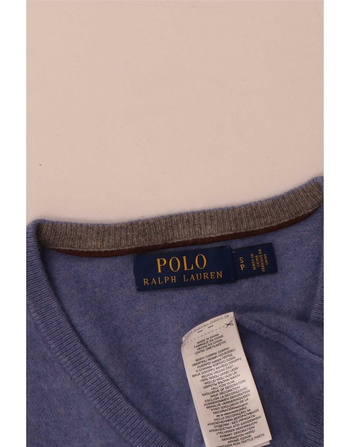 Polo Ralph Lauren Mens Jumper Sweater Small Blue Wool Size US S / EU 44-46 / 1 - 3 Thumbnail