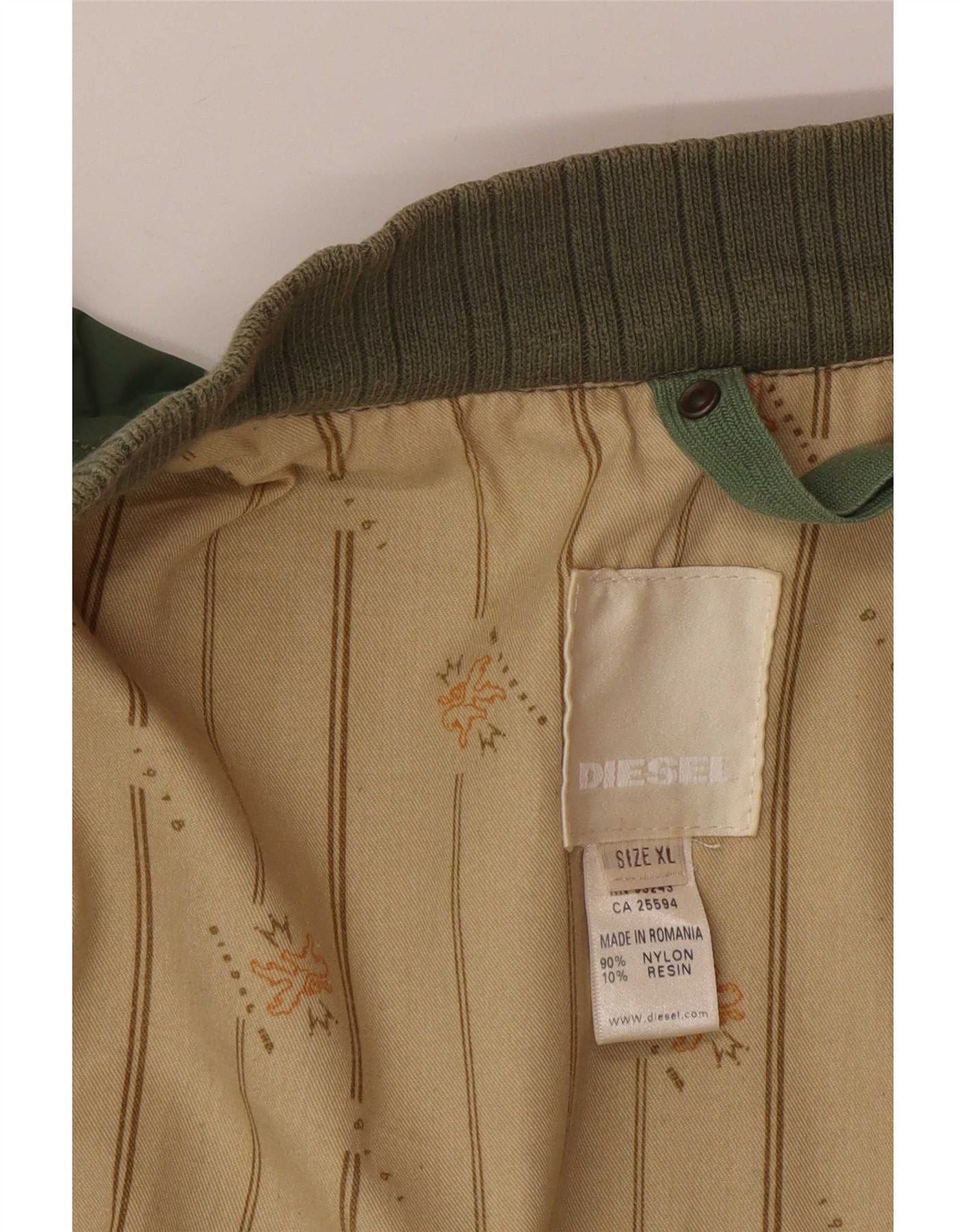 Diesel Mens Military Bomber Jacket UK 42 XL Green Nylon Size US XXL / EU 58 / 5 - 4 Thumbnail