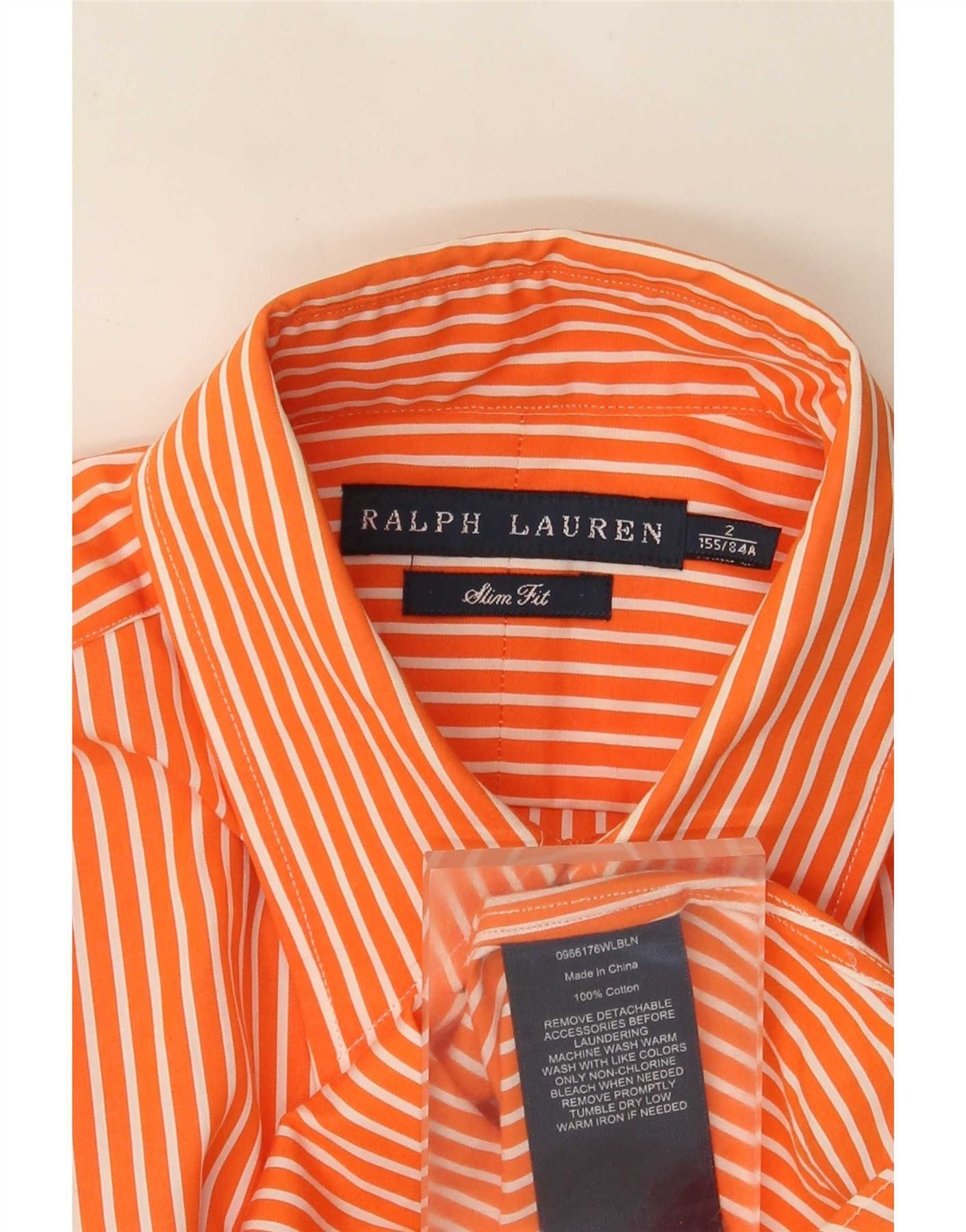 Ralph Lauren Womens Slim Fit Shirt US 2 XS Orange Pinstripe Cotton Size XS / US 0-2 / IT 36-38 - 3 Thumbnail