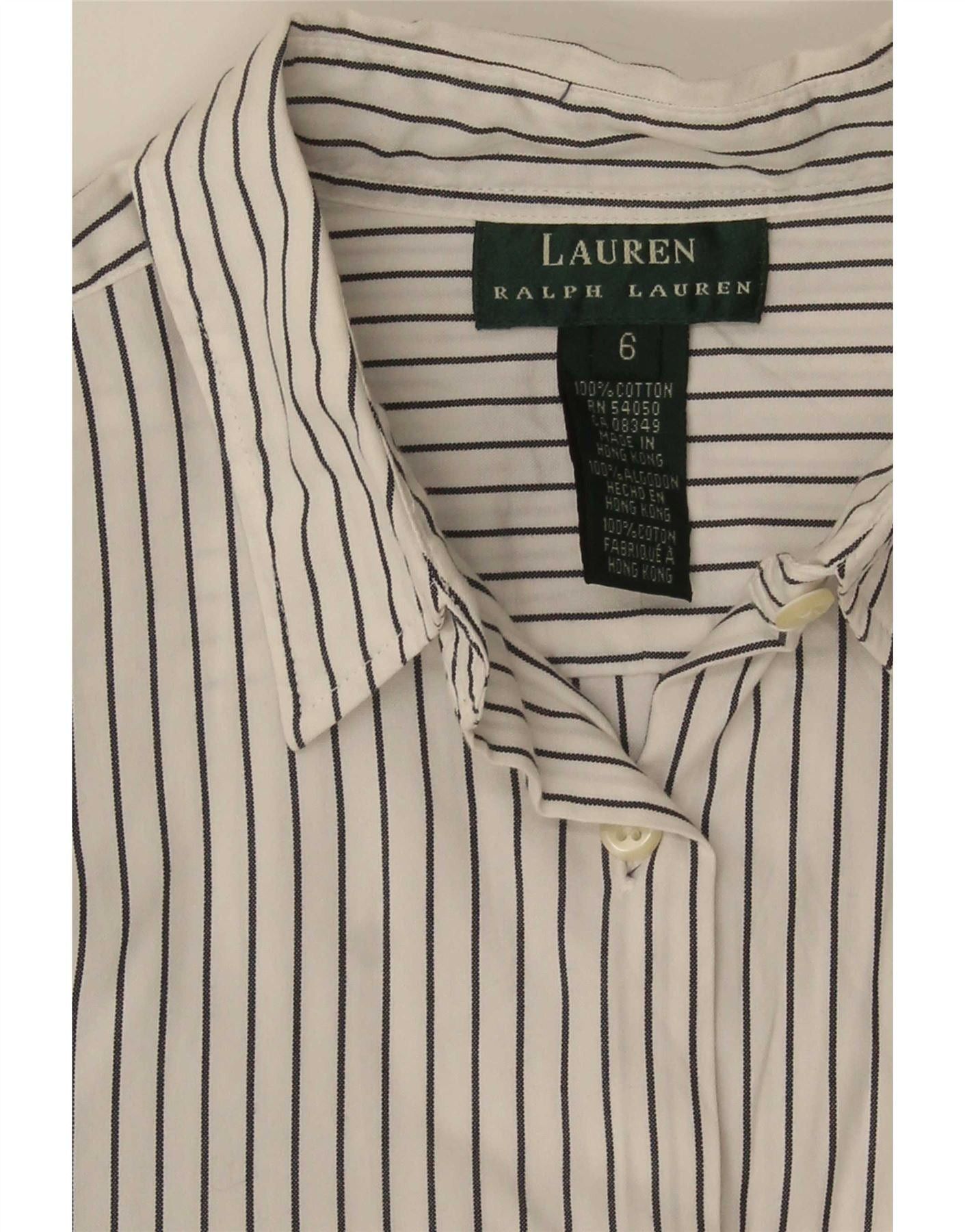 Ralph Lauren Womens Shirt US 6 Medium White Striped Cotton Size M / US 6-8 / IT 42-44 - 4 Thumbnail