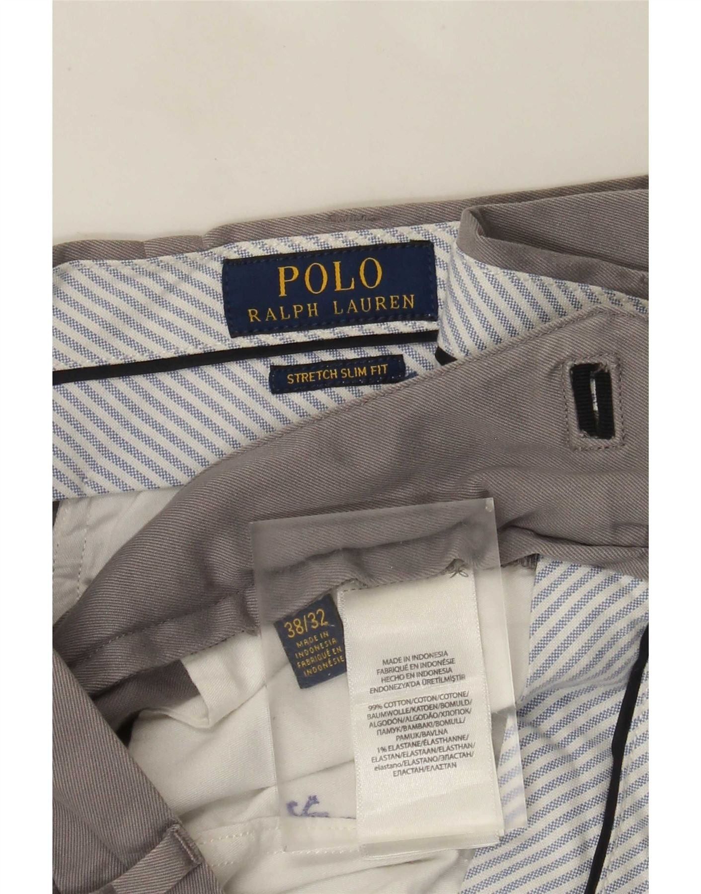 Polo Ralph Lauren Mens Slim Fit Chino Trousers W38 L32 Grey Cotton Size US 38 / EU 54 - 3 Thumbnail