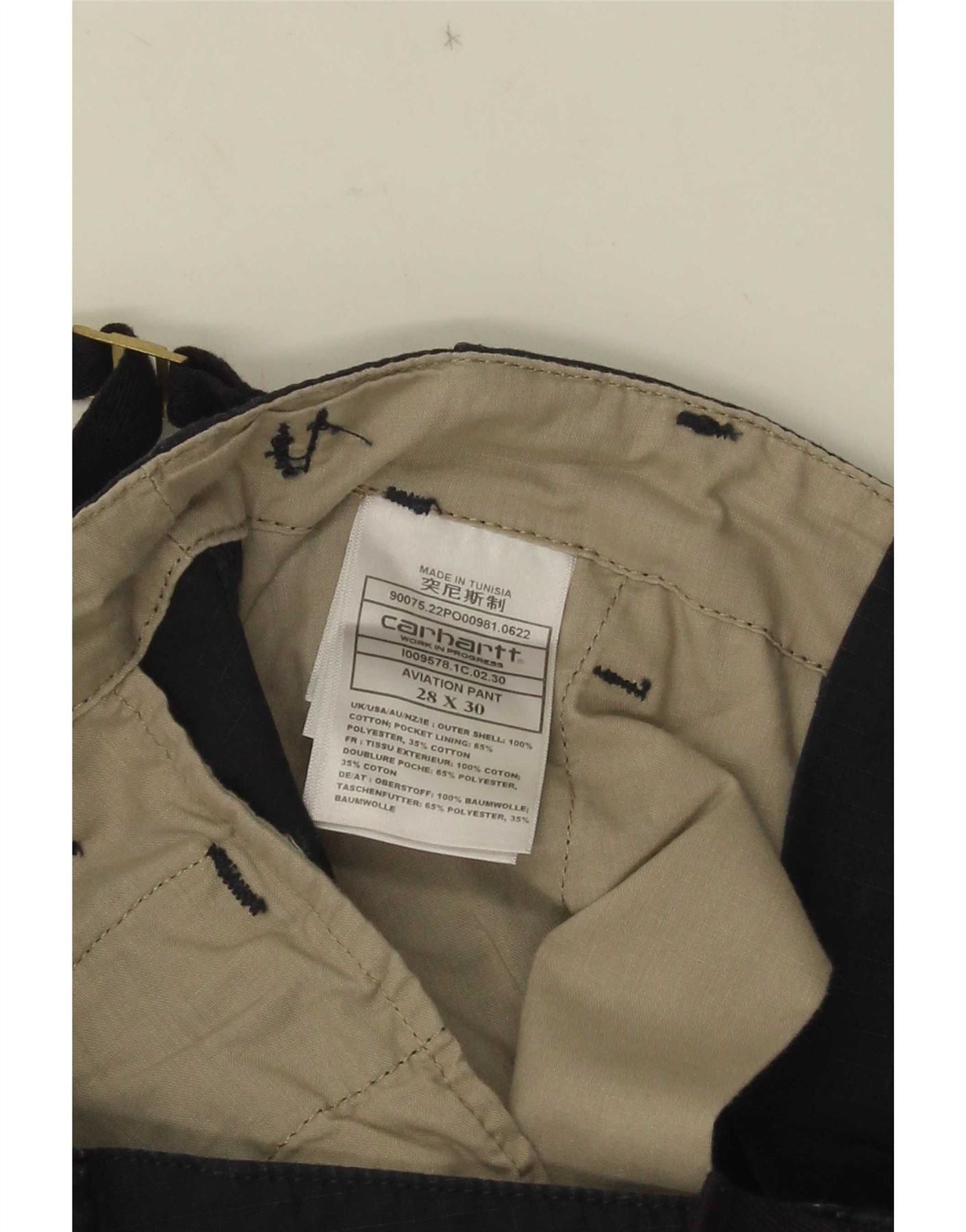 Carhartt Womens Straight Cargo Trousers W28 L30 Navy Blue Cotton Size 24" / US 00 / IT 34 - 3 Thumbnail