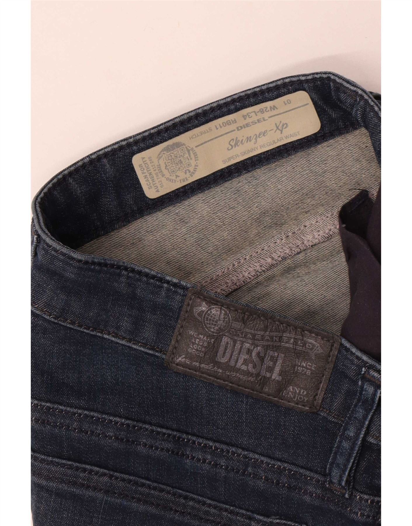 Diesel Womens Skinzee-xp Regular Waist Super Skinny Jeans W28 L28 N Size 42" / US 20 - 4 Thumbnail