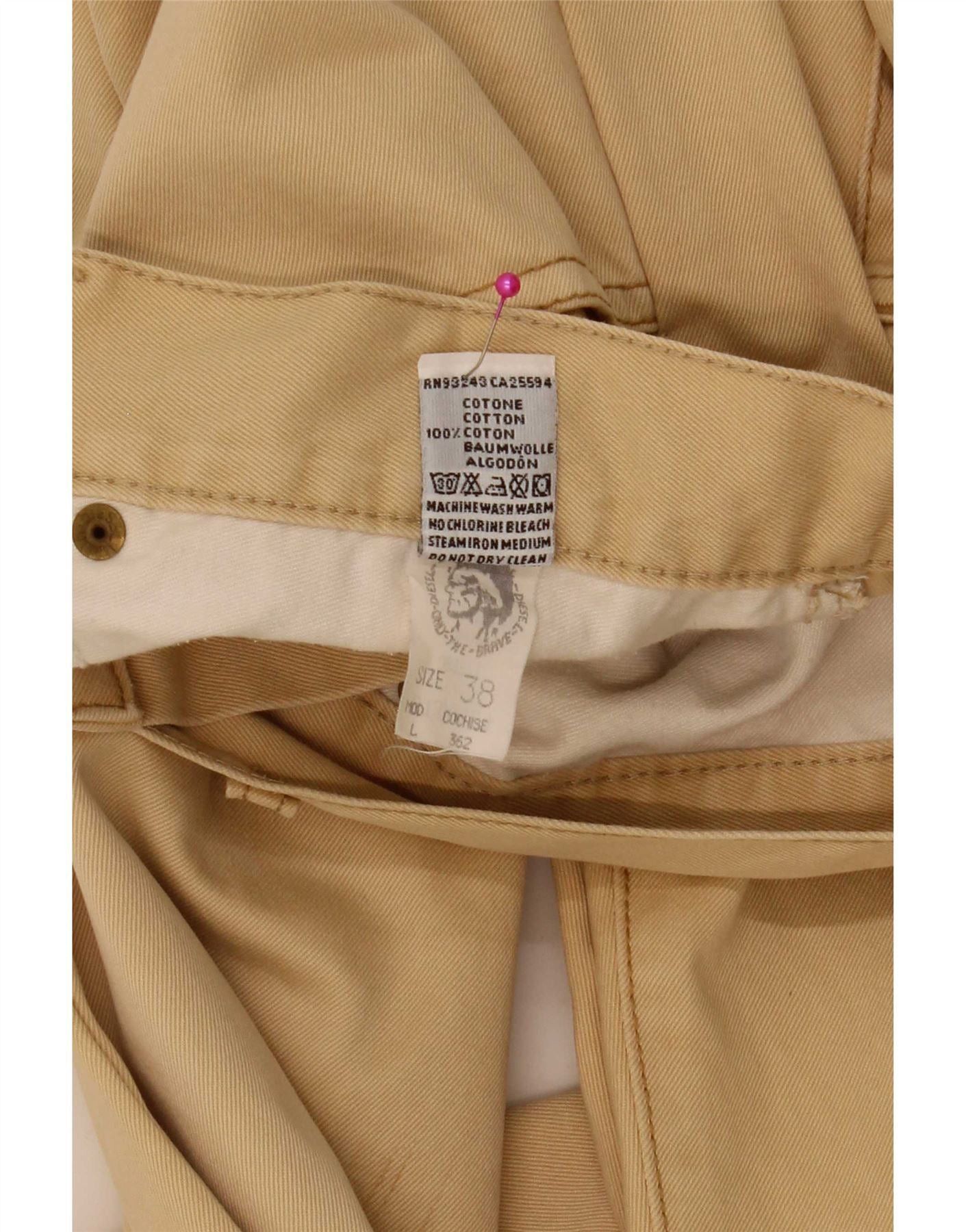 Diesel Mens Straight Casual Trousers W38 L32 Beige Cotton Size US 38 / EU 54 - 3 Thumbnail