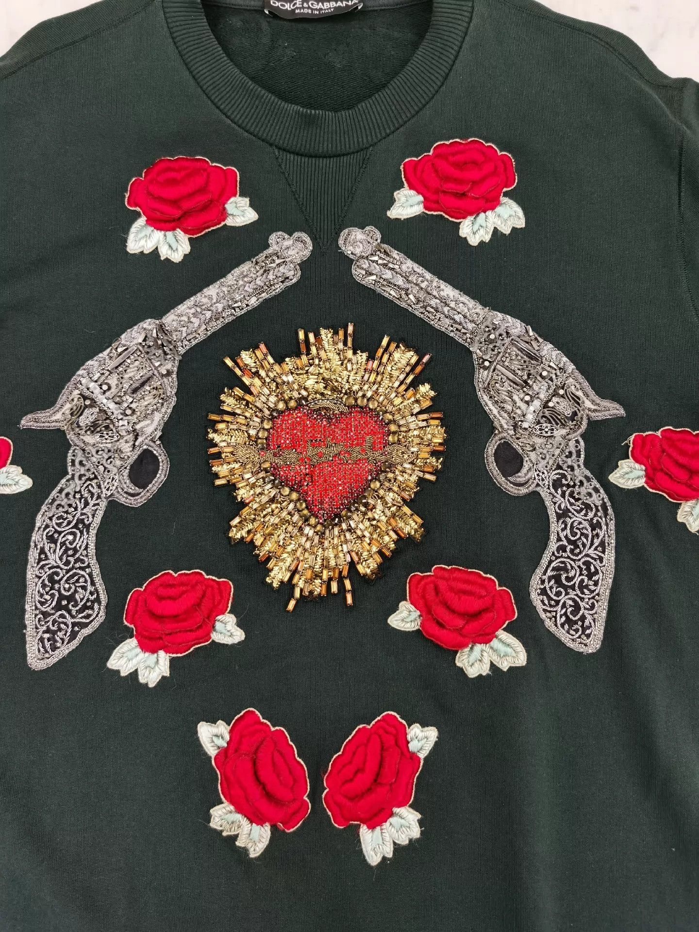 Dolce & Gabbana 3D Embroidered Crystal Rose Hoodie Size US M / EU 48-50 / 2 - 2 Thumbnail