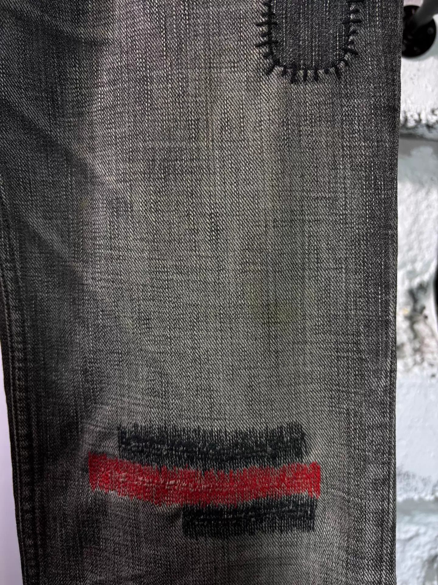 Number (N)ine Black Slash Denim Jeans in Size 28 Size US 28 / EU 44 - 2 Thumbnail