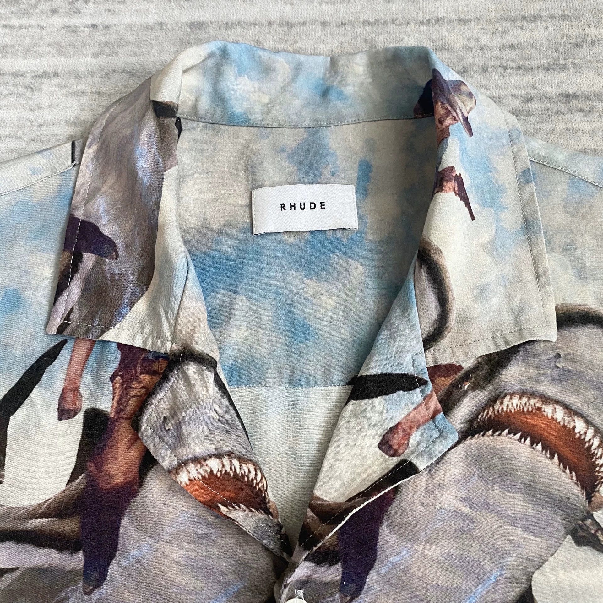 Rhude Distressed Shark Cuban Collar Shirt Size US M / EU 48-50 / 2 - 4 Thumbnail