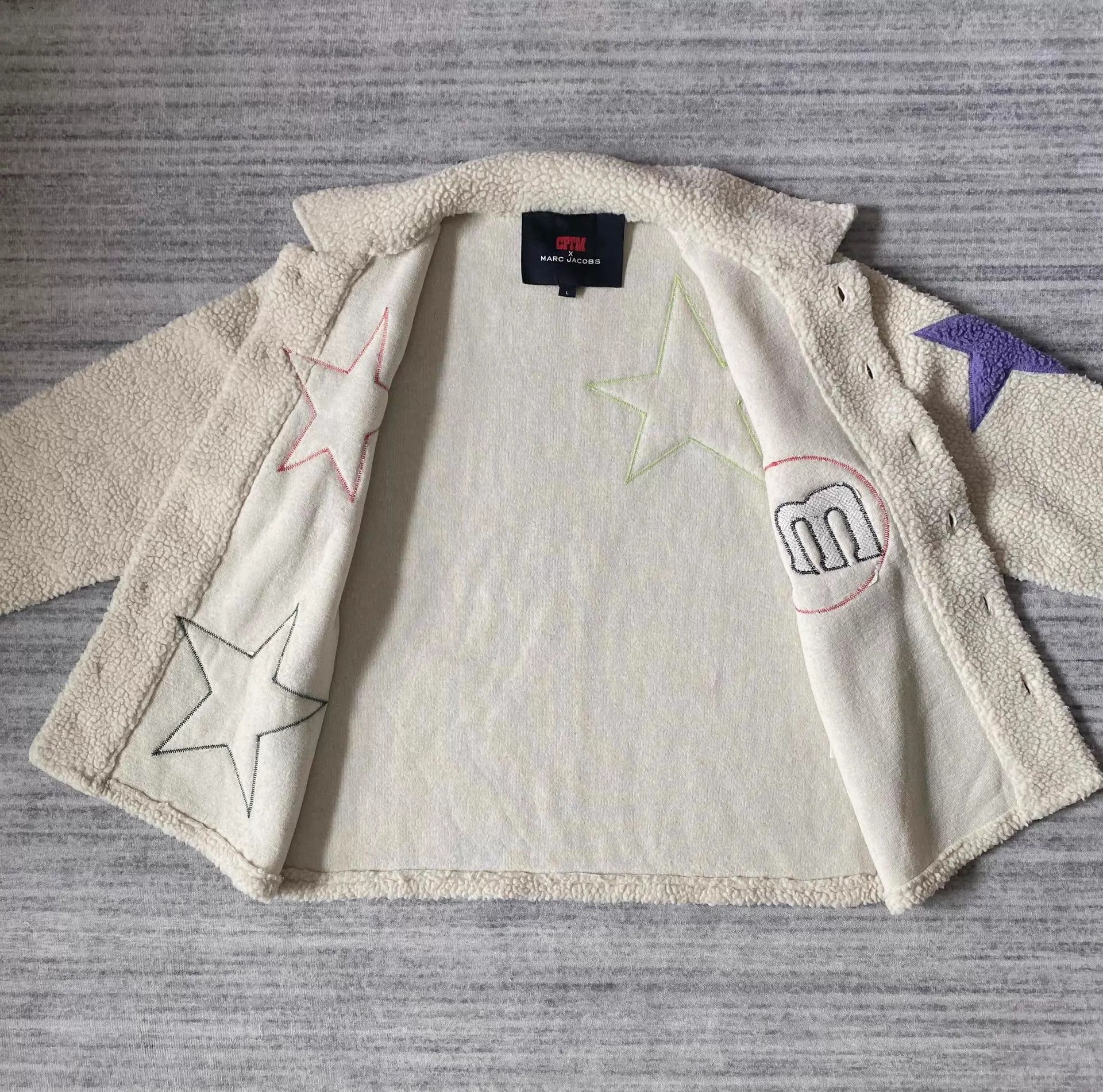Marc Jacobs Star Embroidered Fleece Jacket in Beige Size US L / EU 52-54 / 3 - 4 Thumbnail