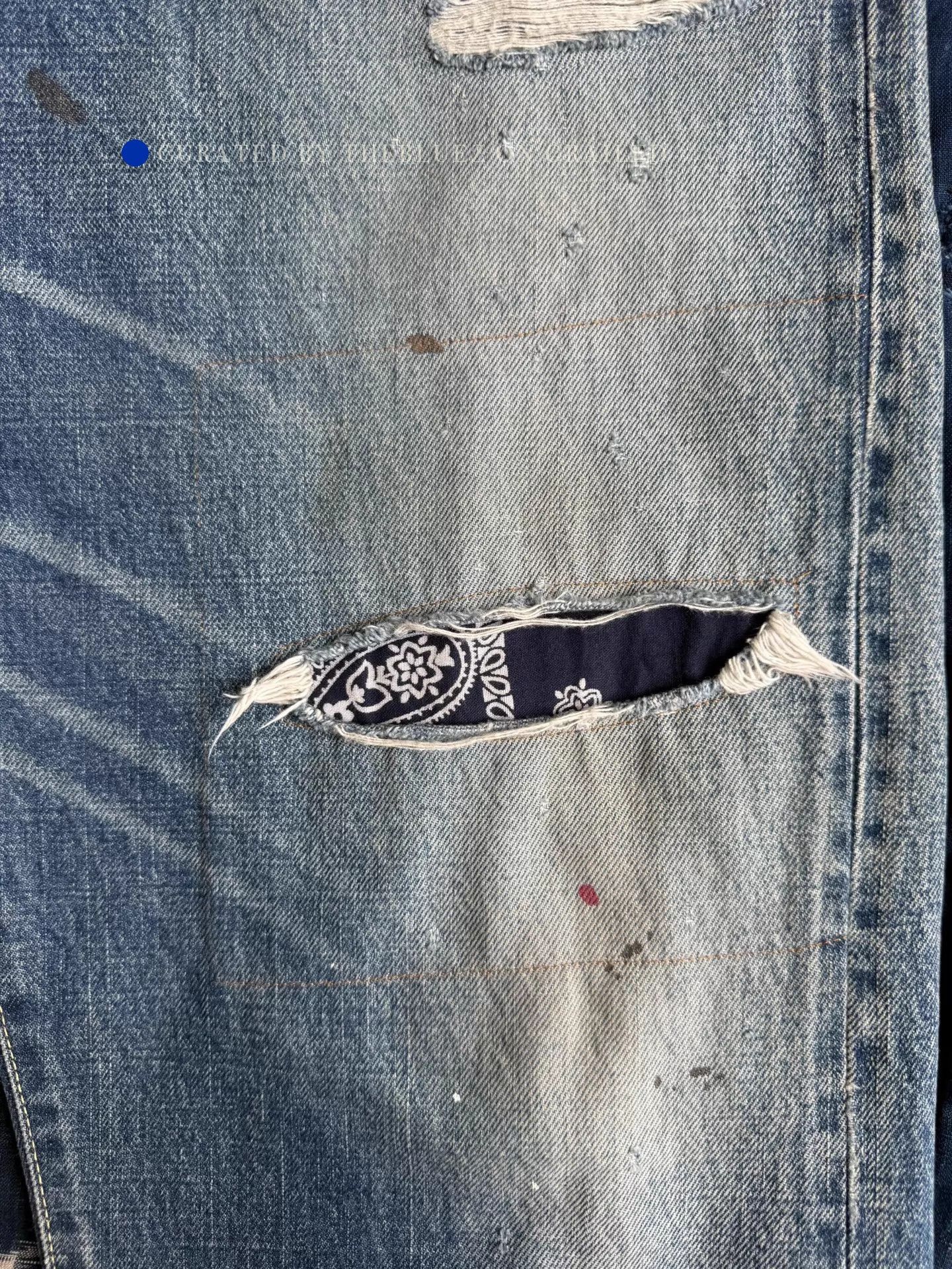 Visvim Unique Tacked Crash Denim Pants in Blue Size US 34 / EU 50 - 3 Thumbnail