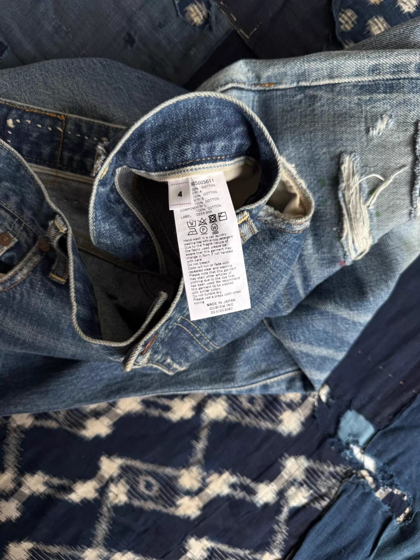 Visvim Unique Tacked Crash Denim Pants in Blue Size US 34 / EU 50 - 9 Thumbnail