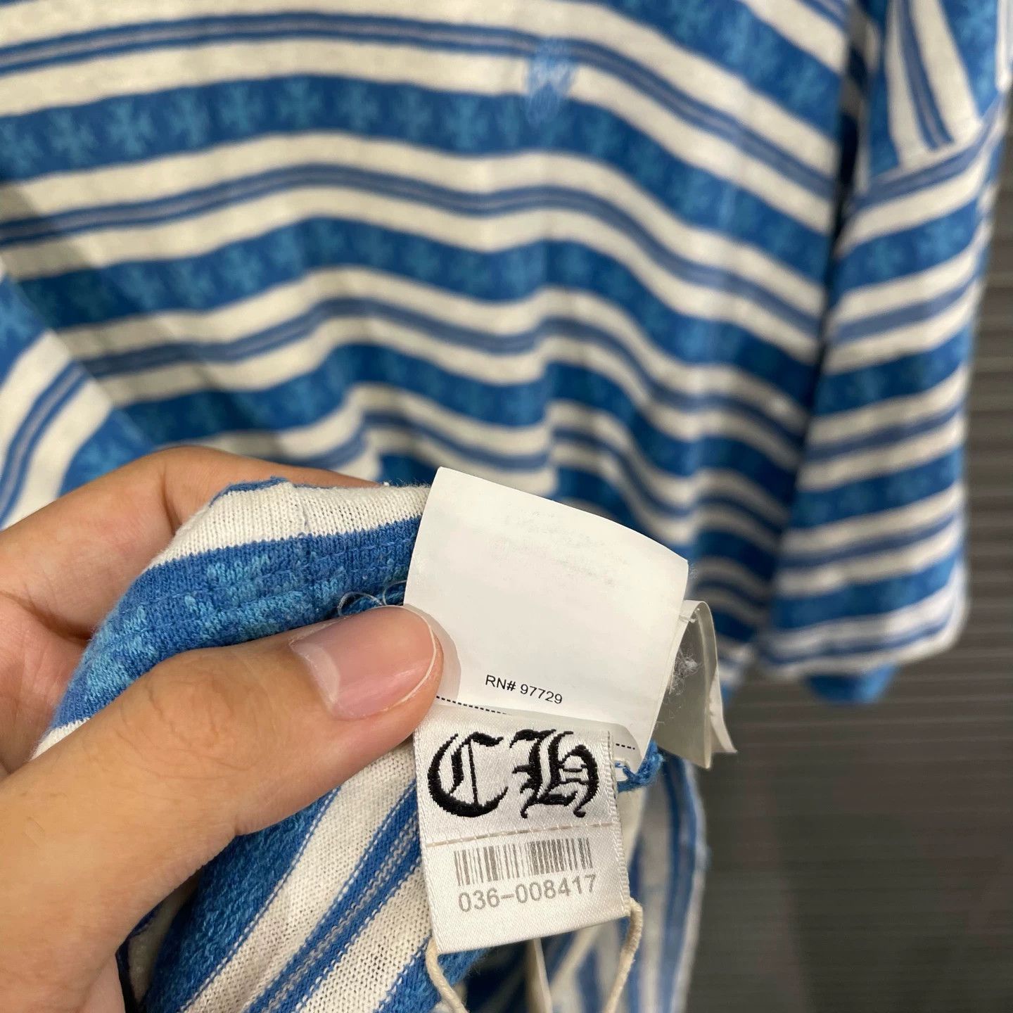 Chrome Hearts Striped Short Sleeve Tee with Embroidery Size US M / EU 48-50 / 2 - 6 Thumbnail