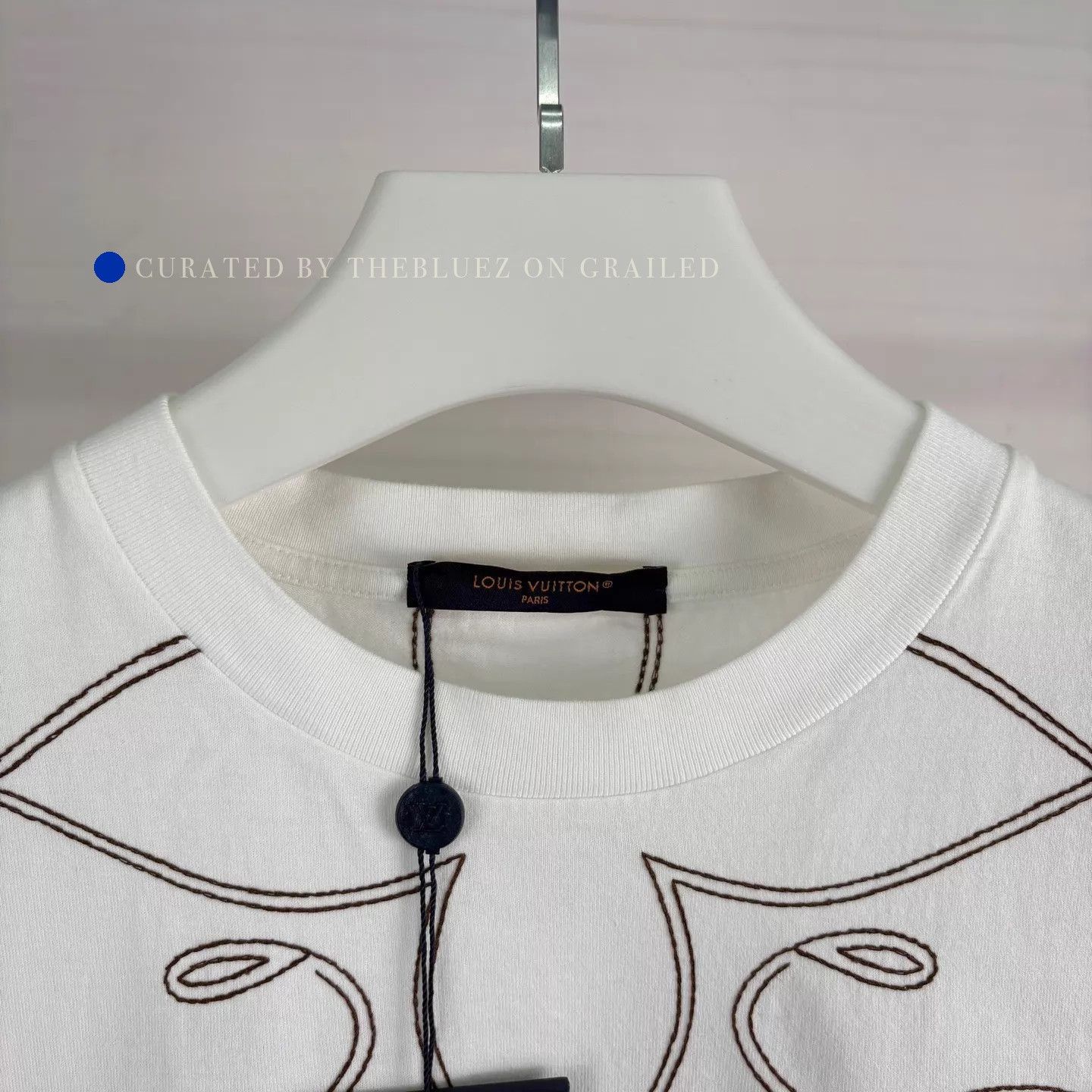 Louis Vuitton Allover Line Logo Short Sleeve Tee - White Size US M / EU 48-50 / 2 - 3 Thumbnail