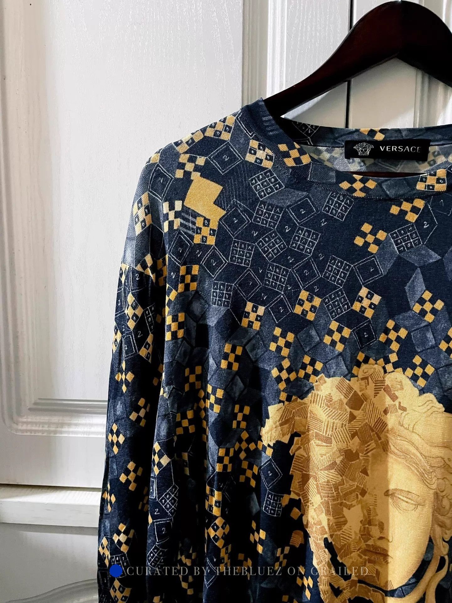 Versace Geo Medusa Print Silk Knit Top Size US L / EU 52-54 / 3 - 5 Thumbnail