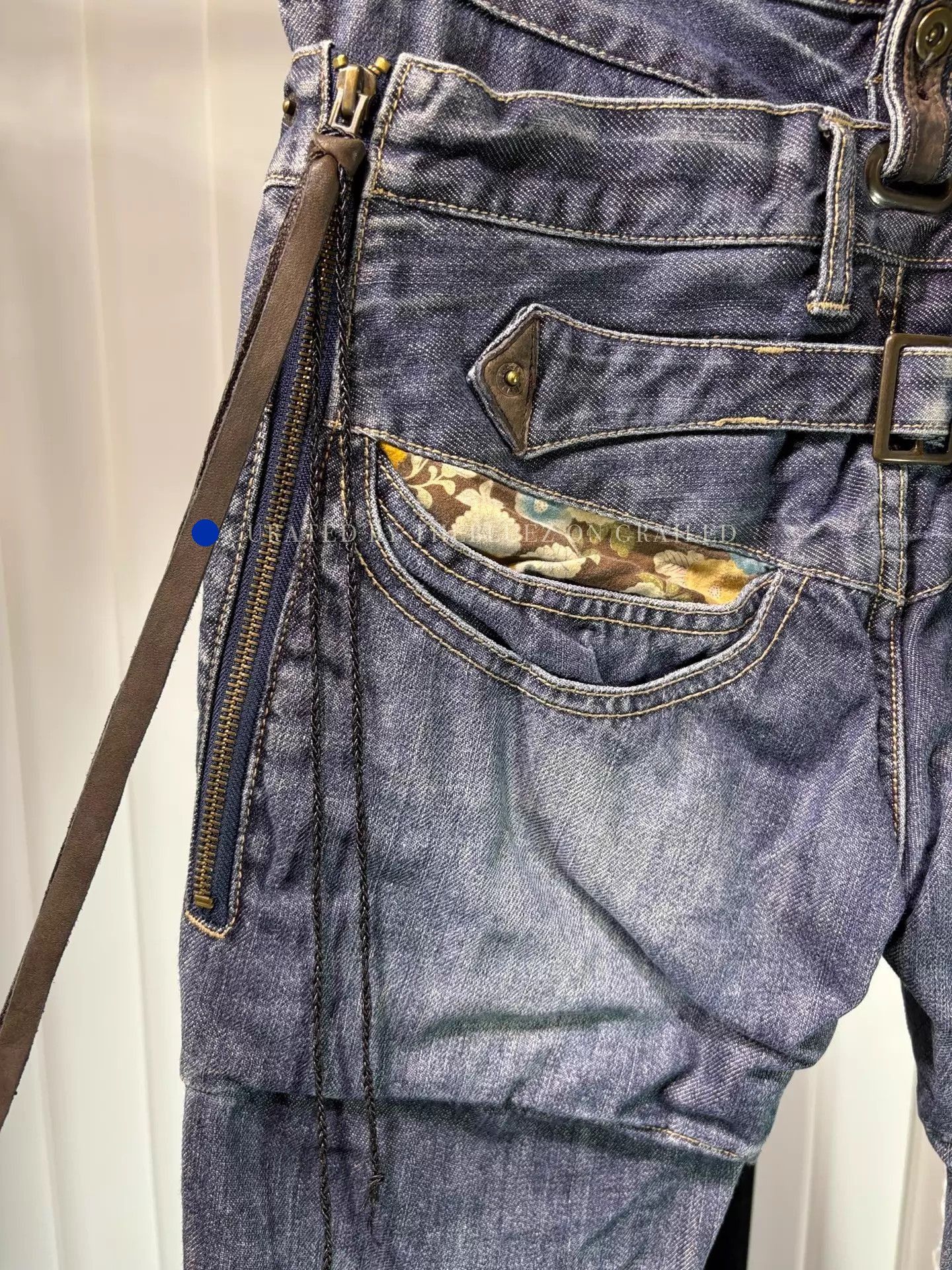 PPFM Floral Print Washed Jeans with Removable Belt Size US 30 / EU 46 - 5 Thumbnail