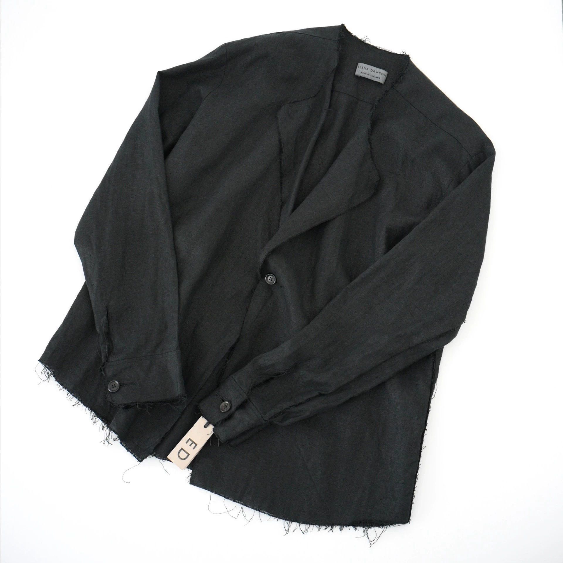 Elena Dawson Black Linen Button-Up Shirt in Size M Size US M / EU 48-50 / 2 - 2 Thumbnail