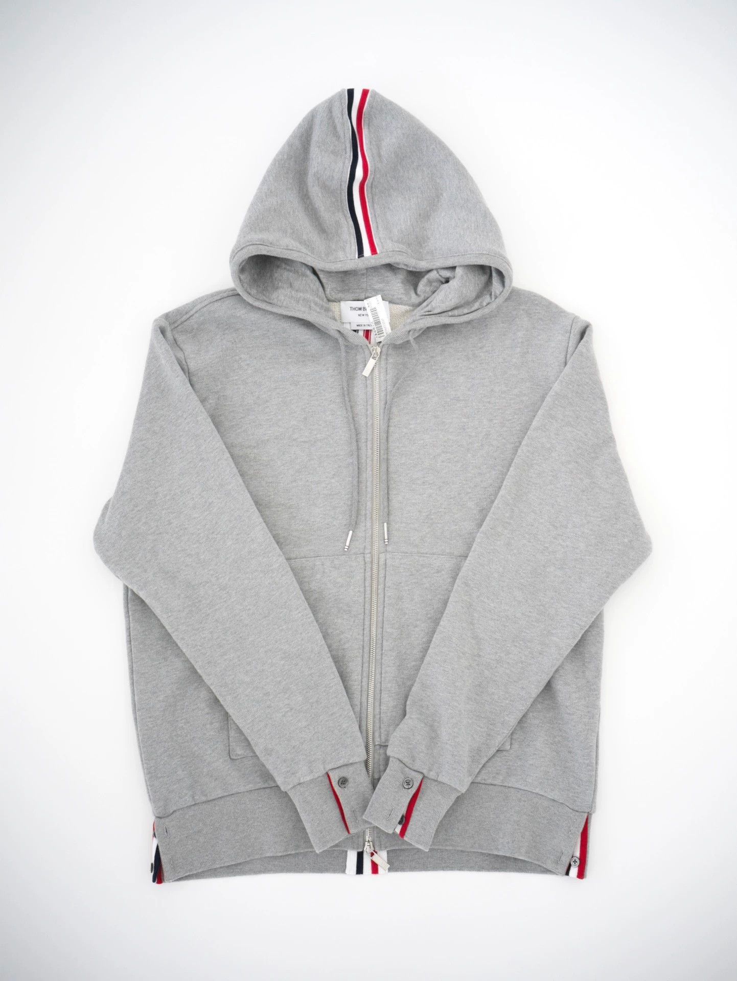 Thom Browne Gray Zip Hoodie with Unique Design Size US L / EU 52-54 / 3 - 4 Thumbnail