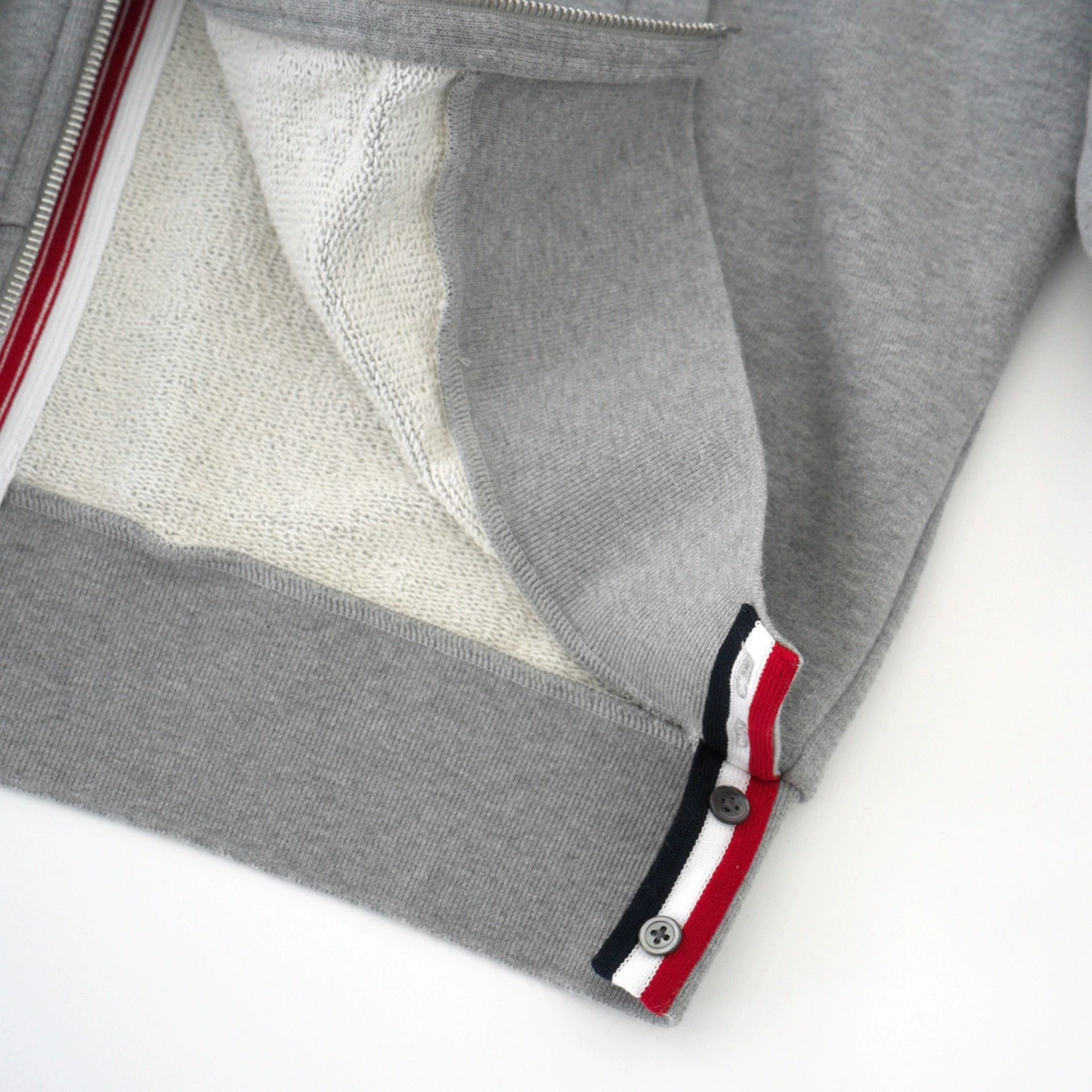 Thom Browne Gray Zip Hoodie with Unique Design Size US L / EU 52-54 / 3 - 3 Thumbnail