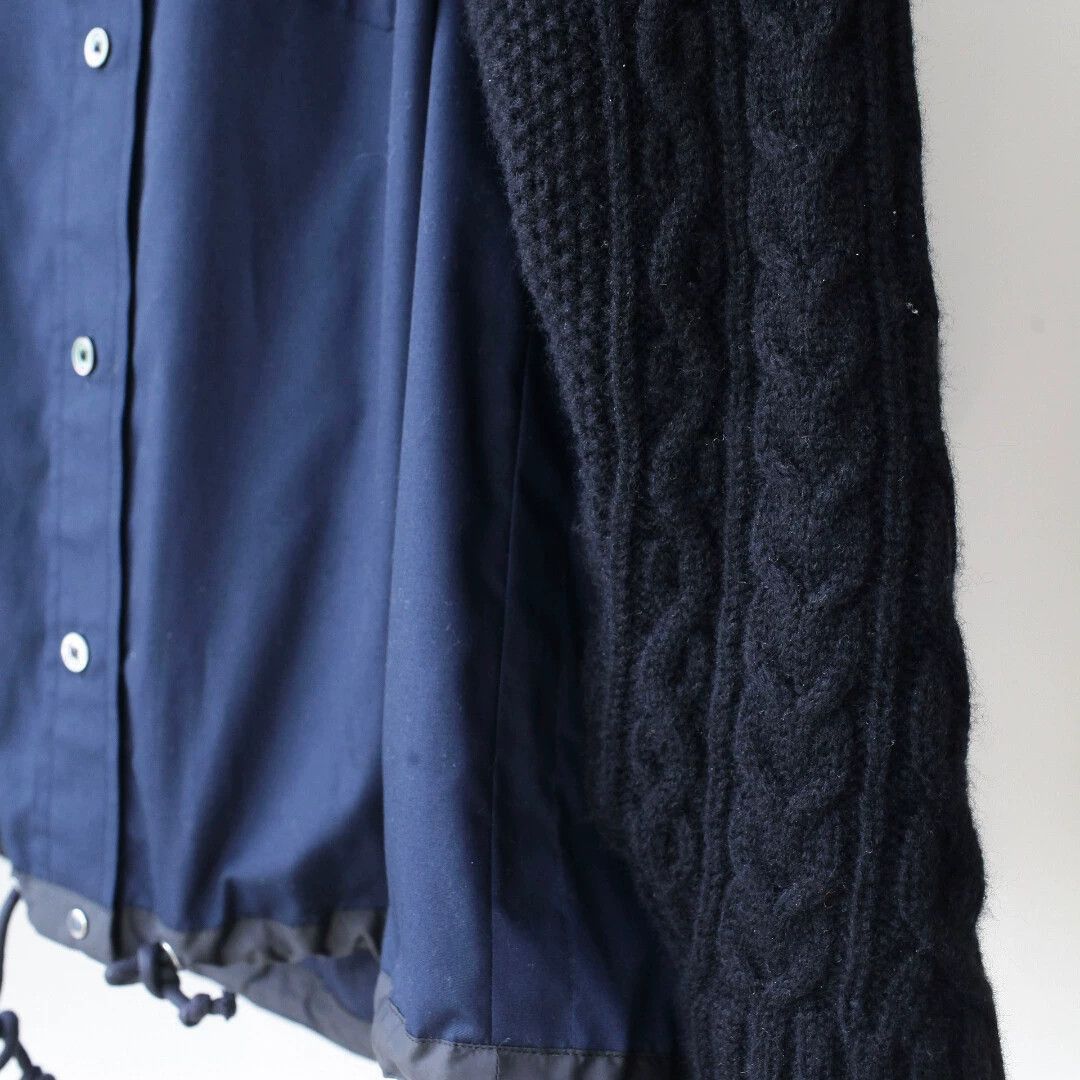 Sacai Wool Knit Panel Shirt in Blue Size US M / EU 48-50 / 2 - 4 Thumbnail