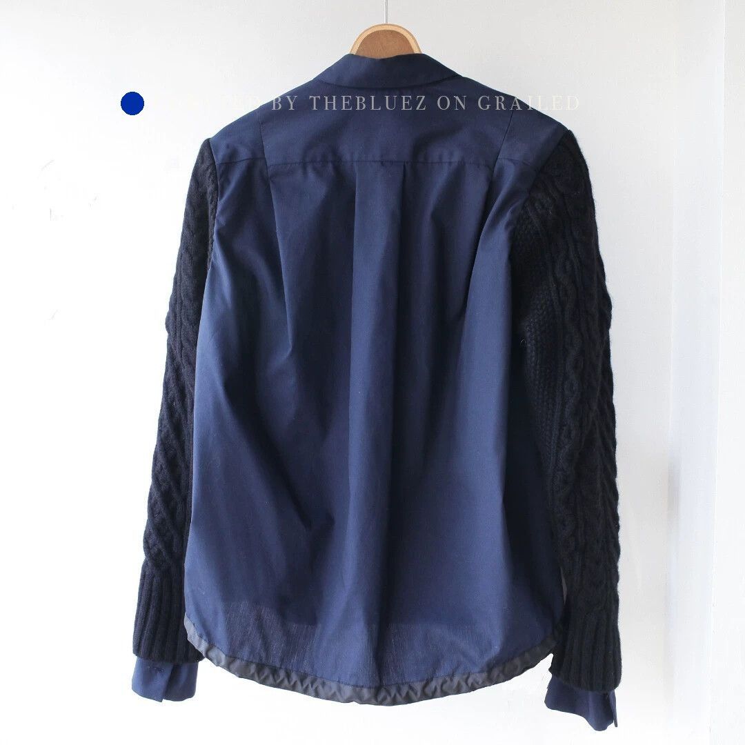 Sacai Wool Knit Panel Shirt in Blue Size US M / EU 48-50 / 2 - 9 Thumbnail