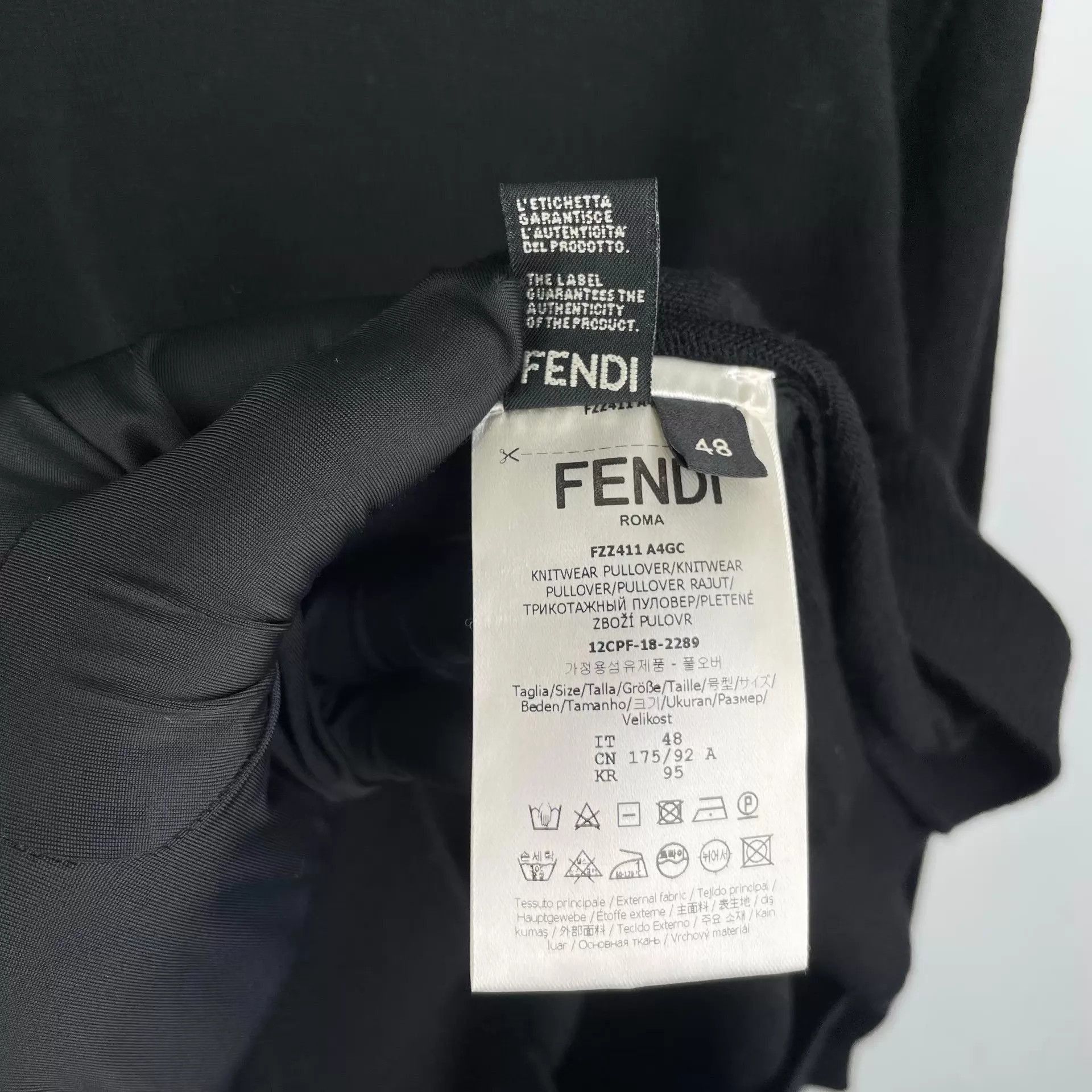 Fendi Classic Black Cotton Sweater Size US M / EU 48-50 / 2 - 7 Thumbnail