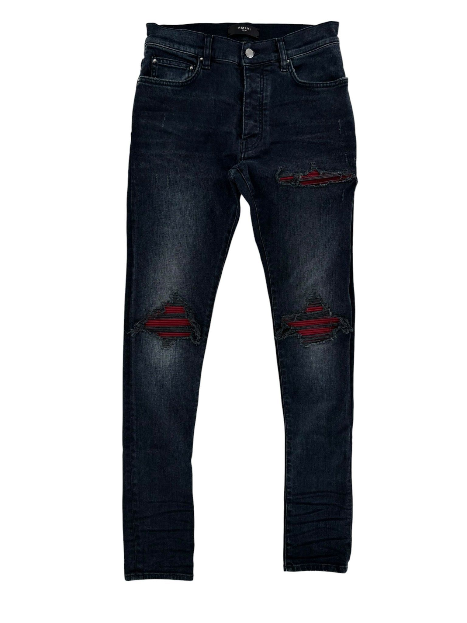 Amiri MX1 Suede Patch Jeans Black/Red Size US 30 / EU 46 - 2 Thumbnail