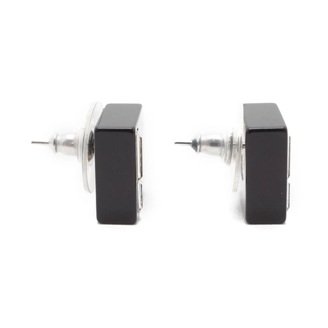 Chanel Black CC square stud earrings Size ONE SIZE - 6 Thumbnail