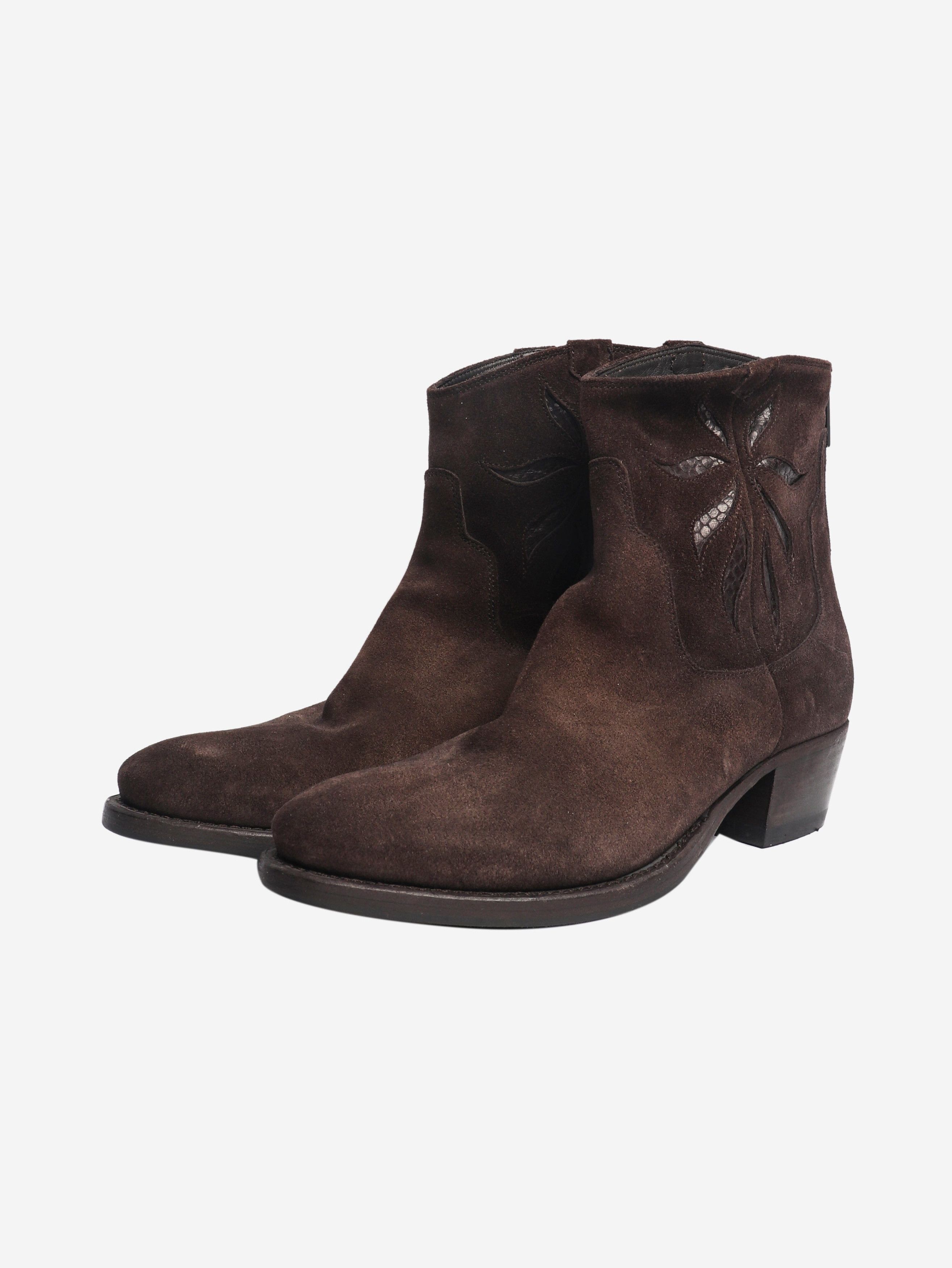 Pantanetti Dark chocolate western ankle boots - EU 37.5 Size US 6 / IT 36 - 2 Thumbnail