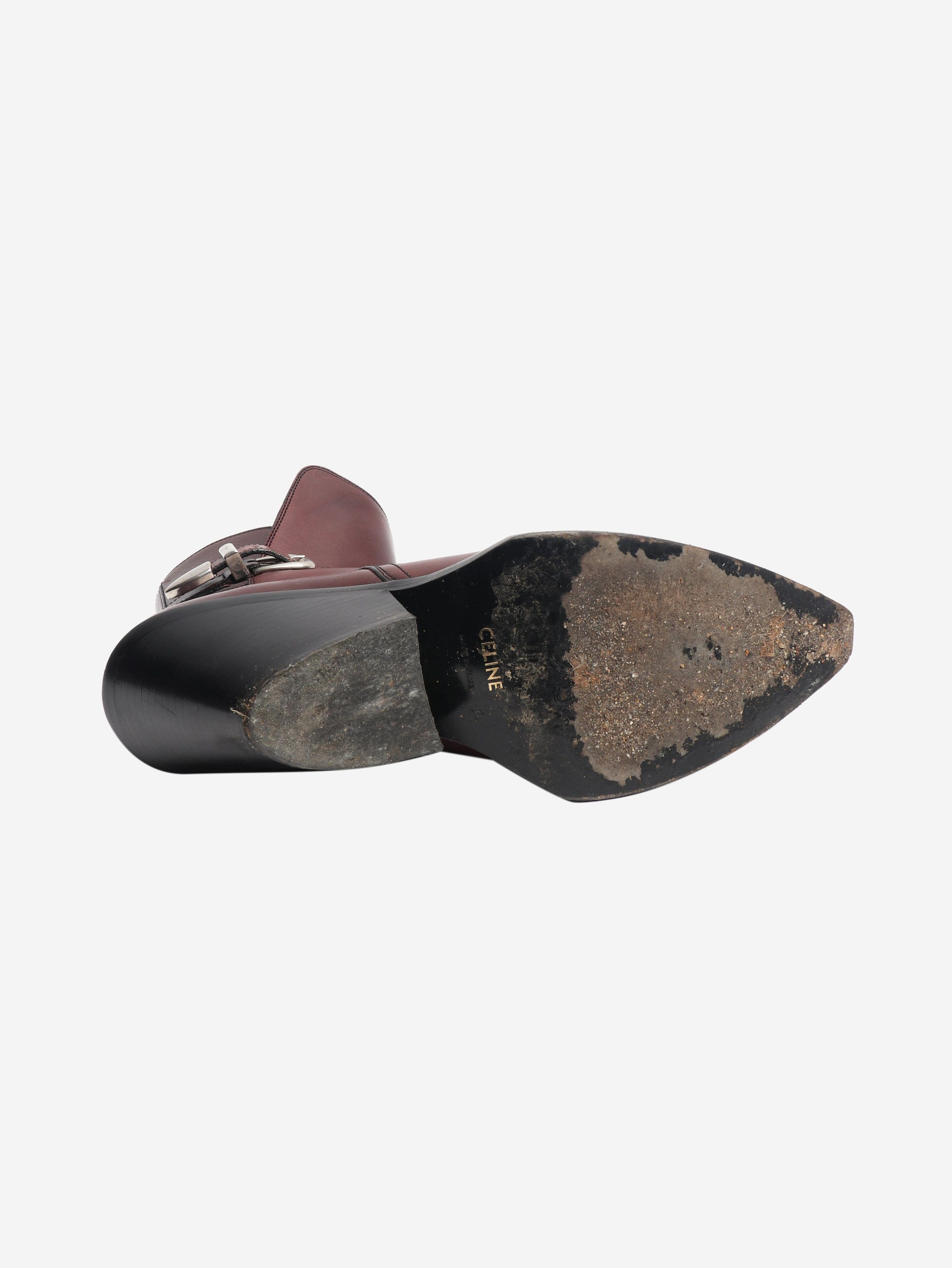 Celine Brown leather western style ankle boots - EU 38 (UK 5) Size US 7.5 / IT 37.5 - 6 Thumbnail