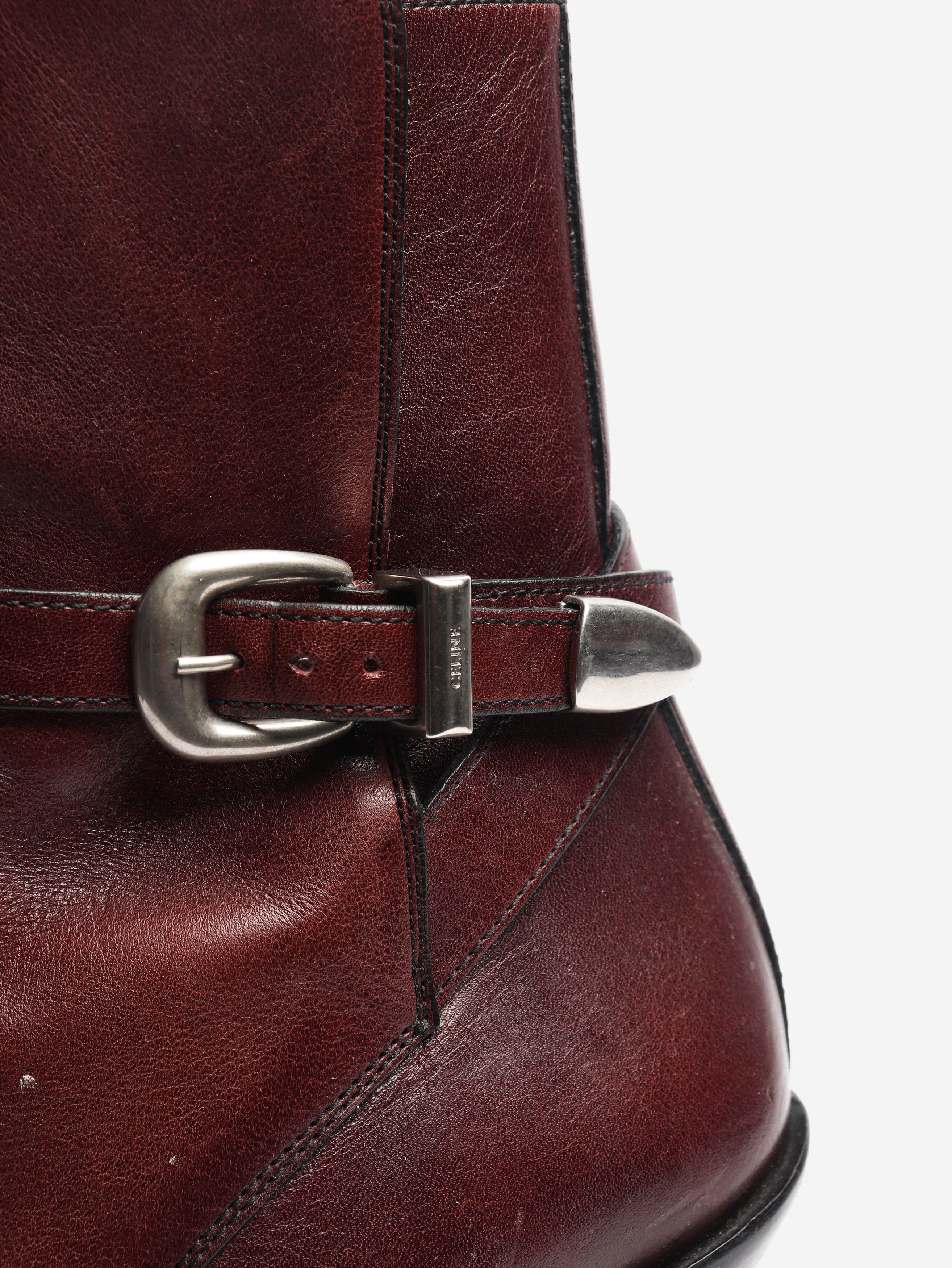 Celine Brown leather western style ankle boots - EU 38 (UK 5) Size US 7.5 / IT 37.5 - 4 Thumbnail