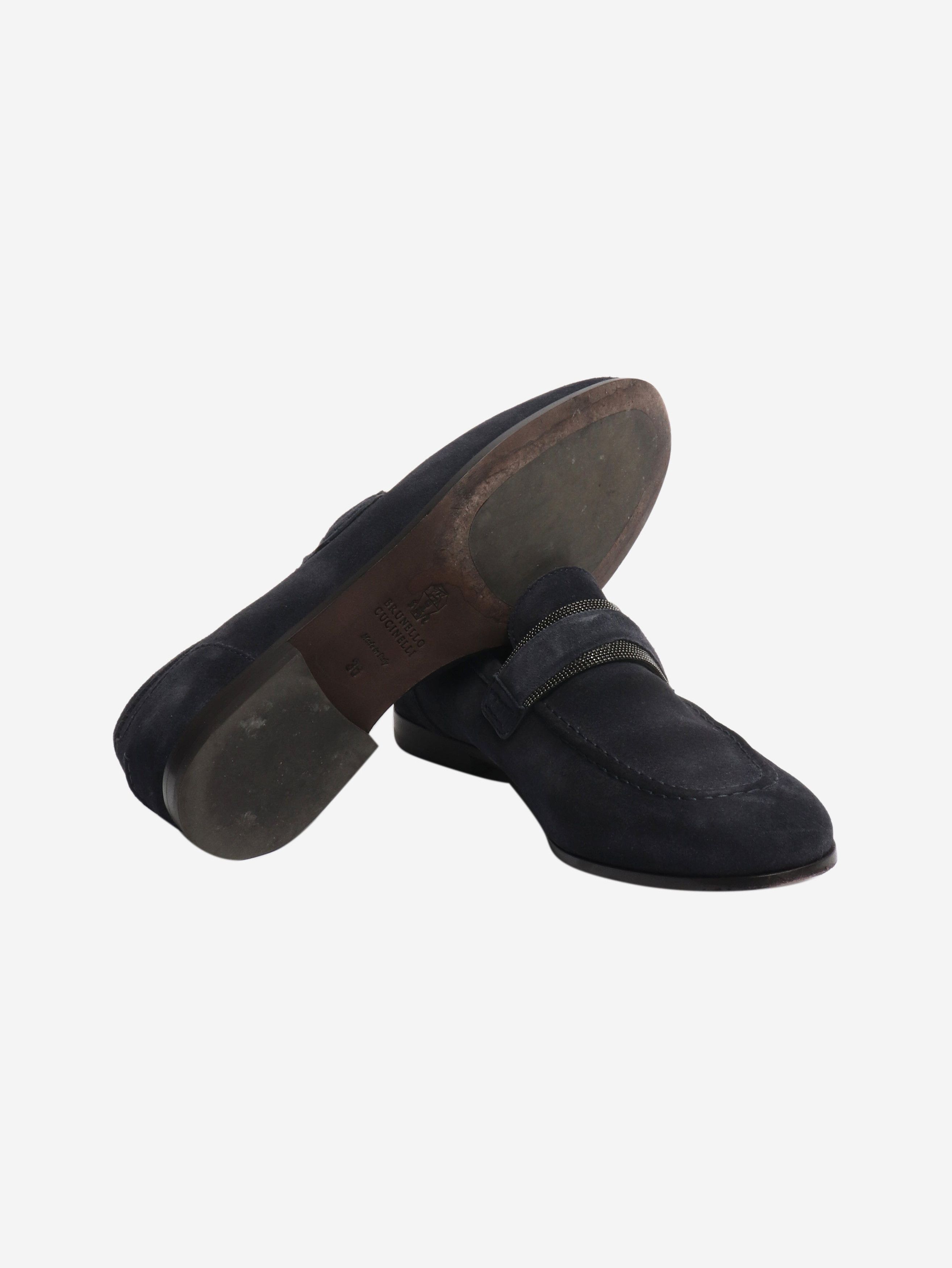 Brunello Cucinelli Navy monili suede loafers - EU 36 Size US 5 / IT 35 - 4 Thumbnail