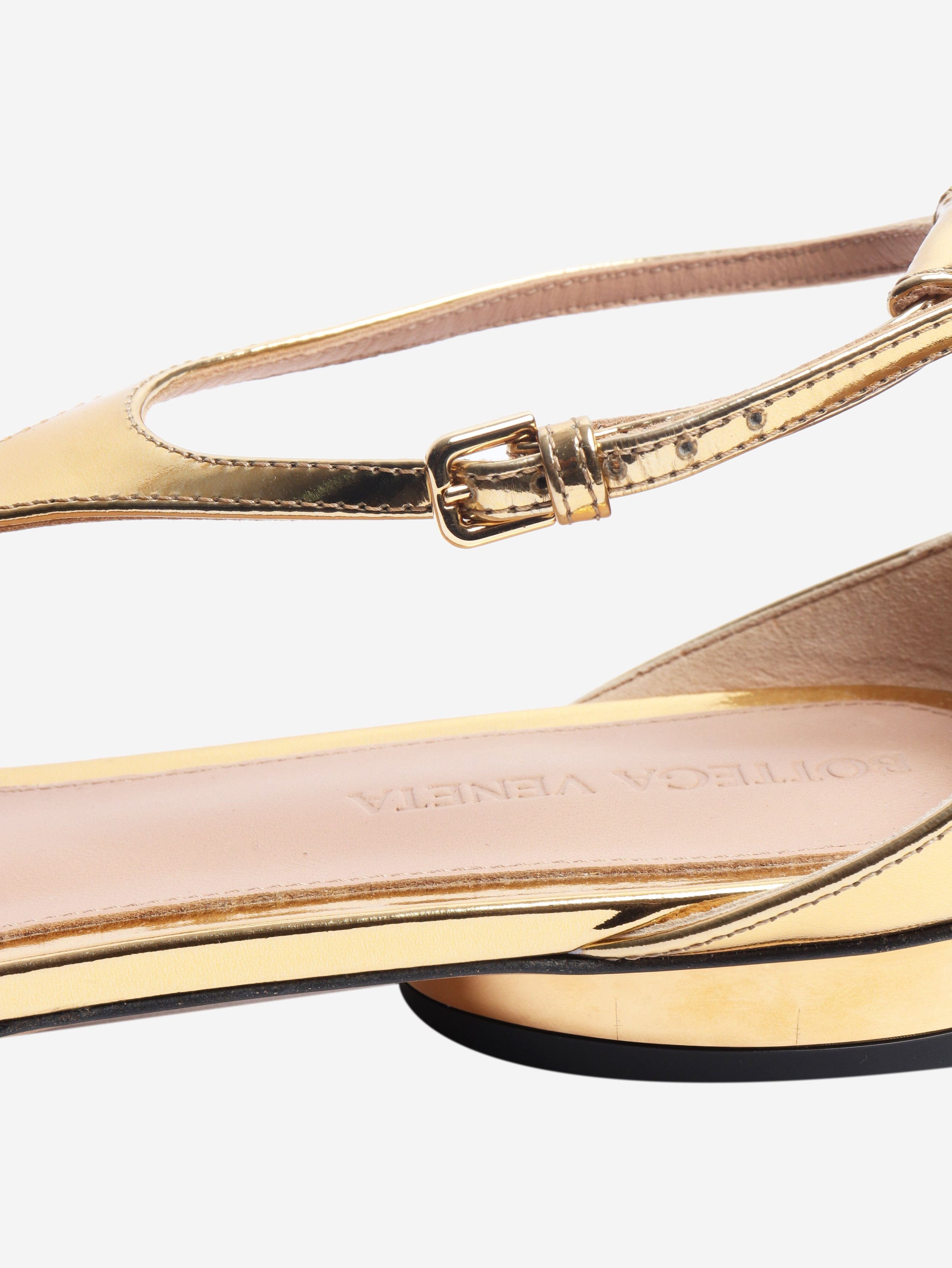 Bottega Veneta Gold Rocket T-Bar ballerina flats - EU 38 Size US 7.5 / IT 37.5 - 5 Thumbnail