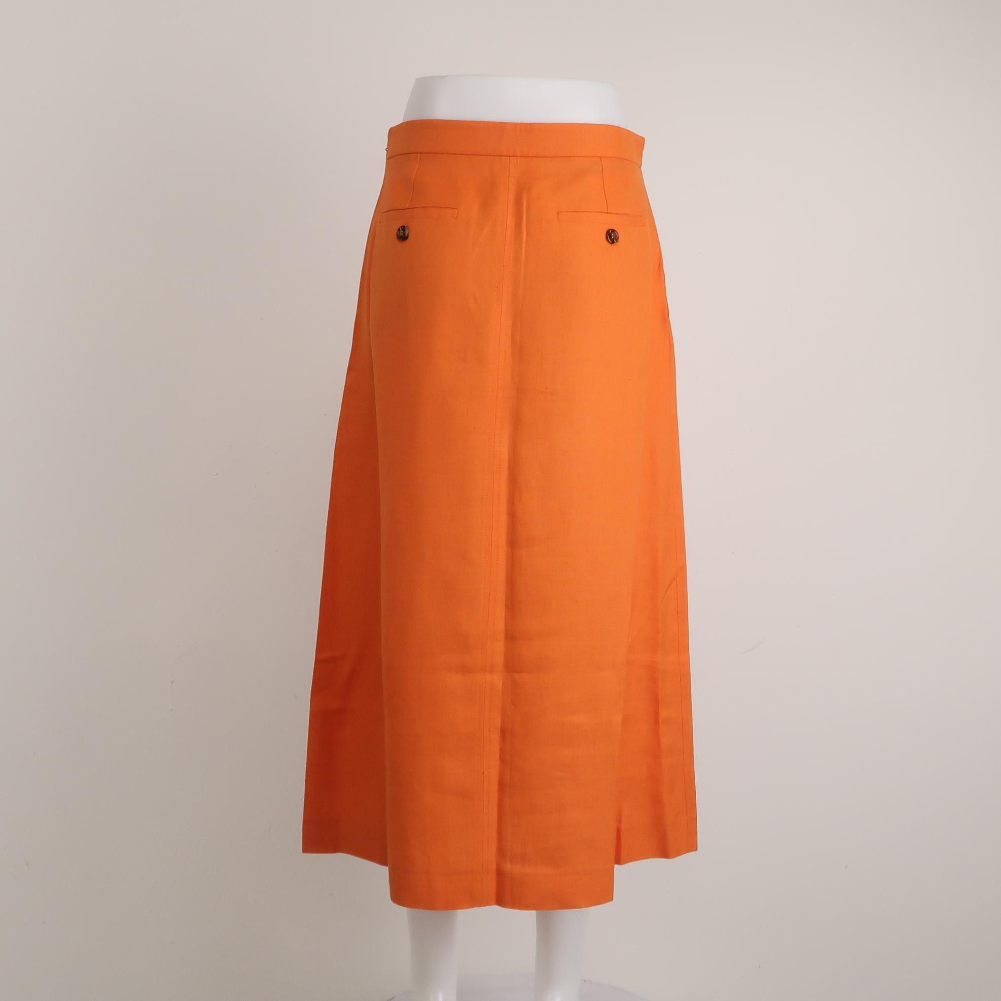 Gucci Gucci Orange Viscose Blend Midi Skirt Size 40 Size 27" / US 4 / IT 40 - 2 Thumbnail