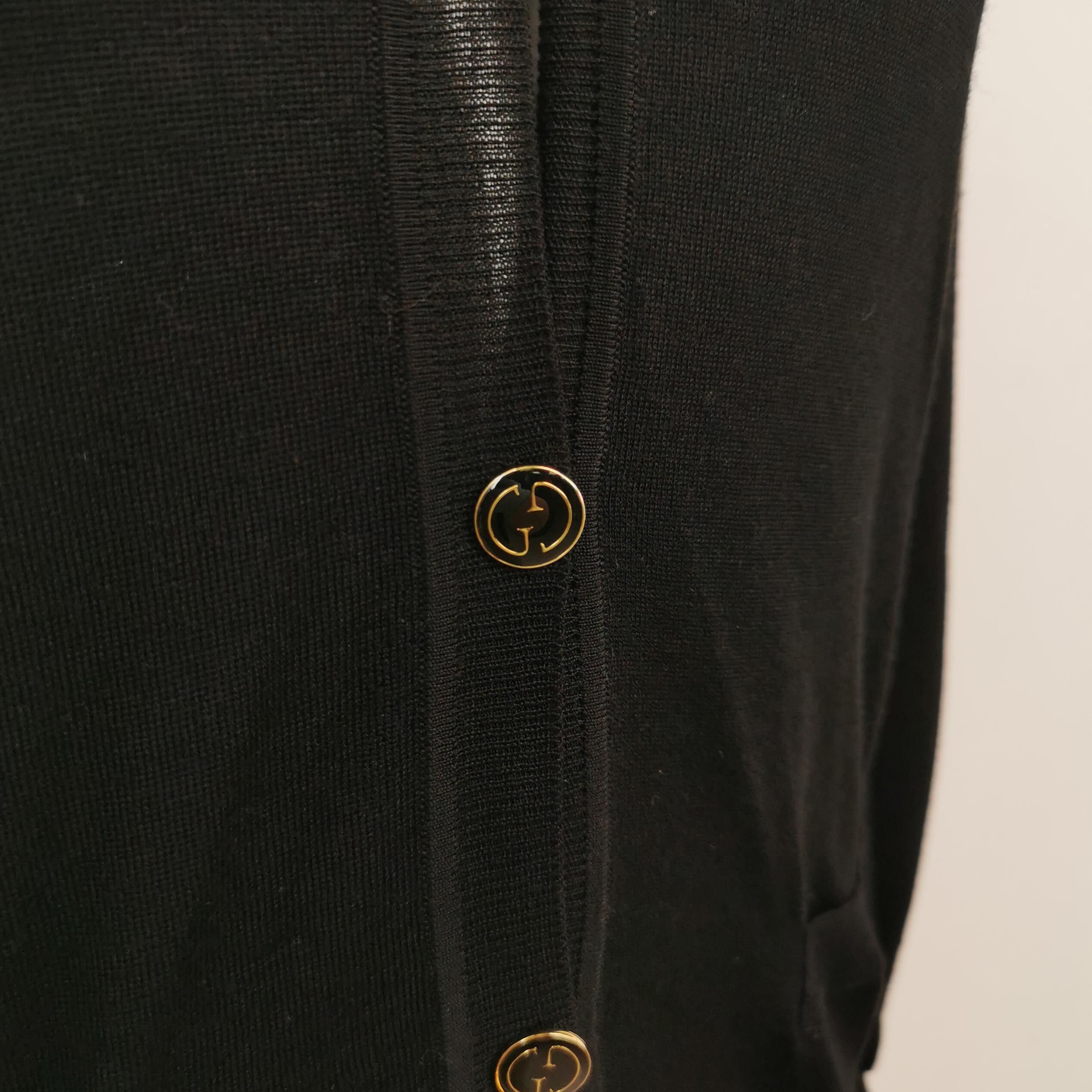 Gucci Gucci Black Wool Silk V-Neck Cardigan Size S Size S / US 4 / IT 40 - 3 Thumbnail