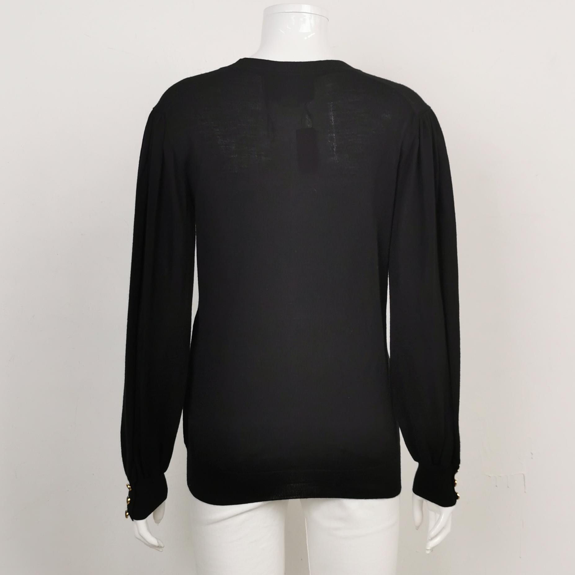 Gucci Gucci Black Wool Silk V-Neck Cardigan Size S Size S / US 4 / IT 40 - 2 Thumbnail