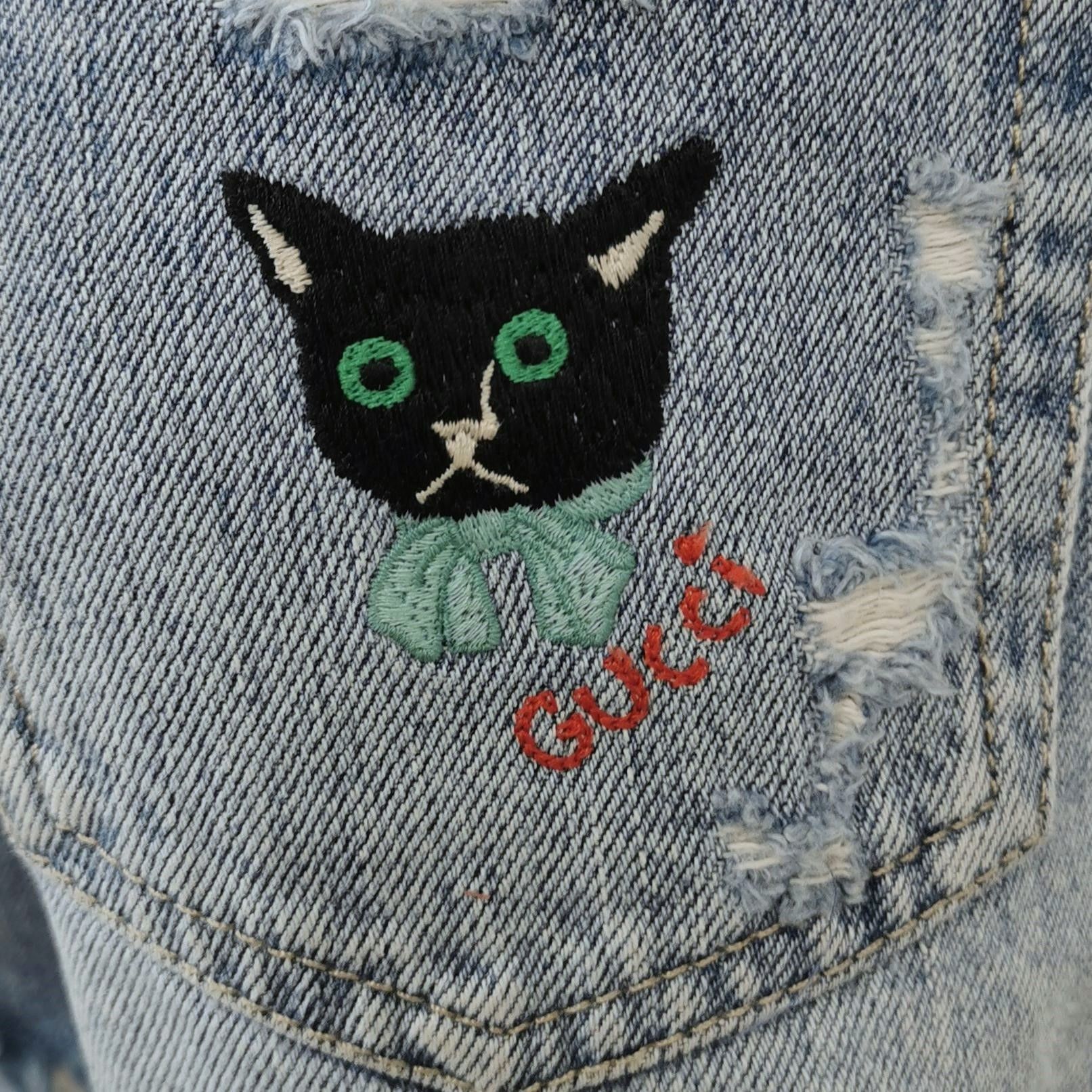 Gucci Gucci Cat Embroidery Denim Shorts Size 24 Size 24" / US 00 / IT 34 - 3 Thumbnail