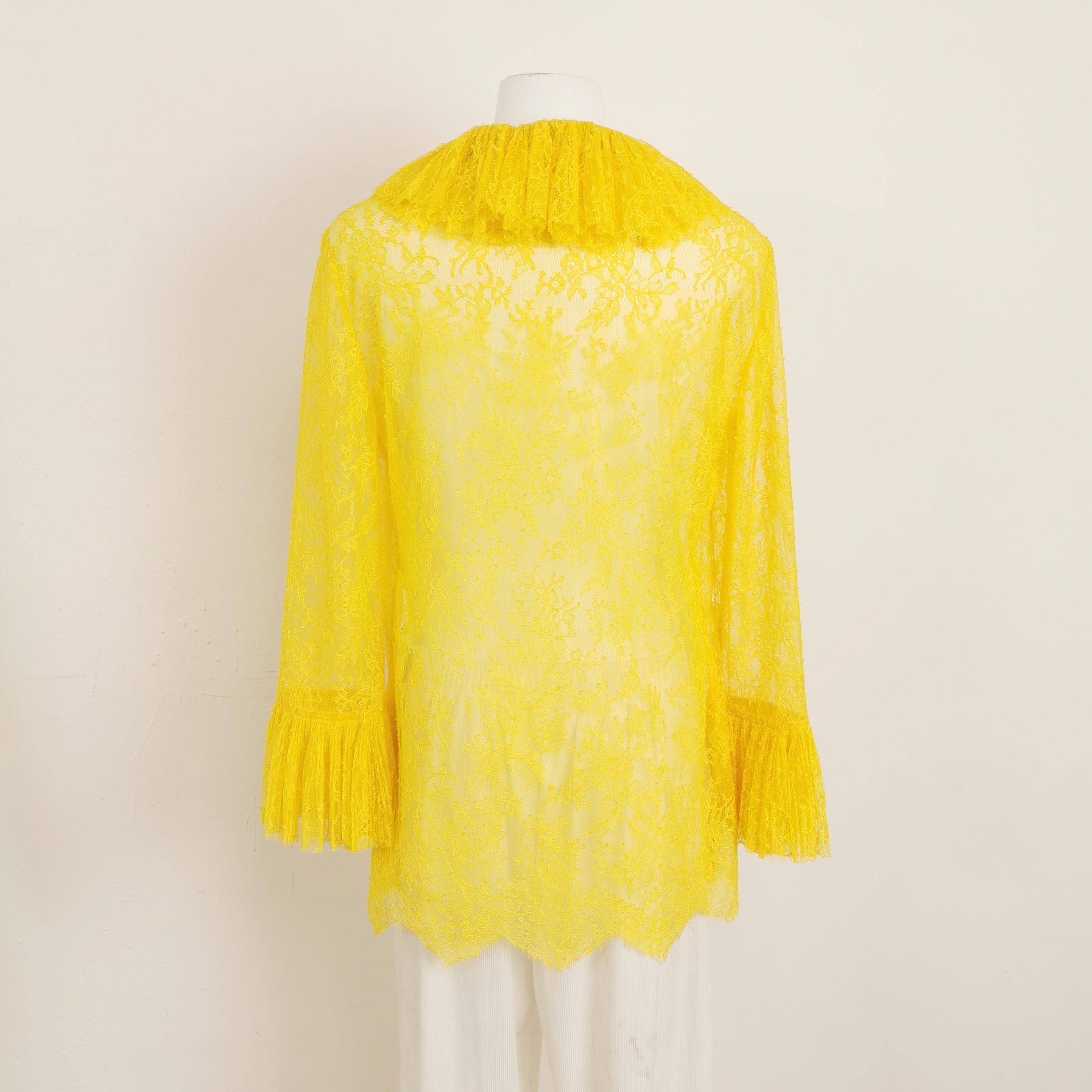 Gucci Gucci Yellow Lace Ruffle Blouse IT 42 Size M / US 6-8 / IT 42-44 - 2 Thumbnail