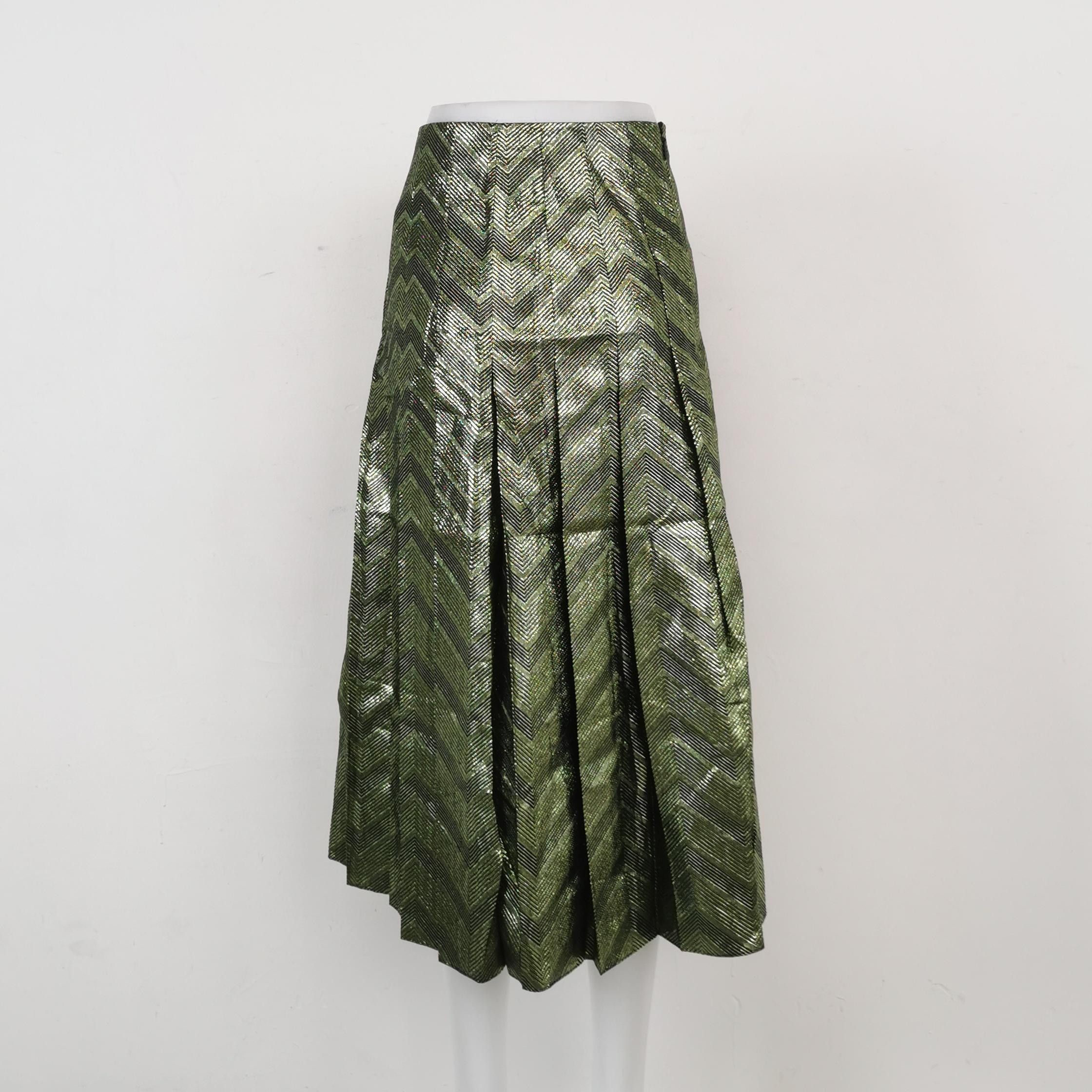 Gucci Gucci Metallic Chevron Pleated Midi Skirt Size 36 Size 25" / US 0 / IT 36 - 2 Thumbnail