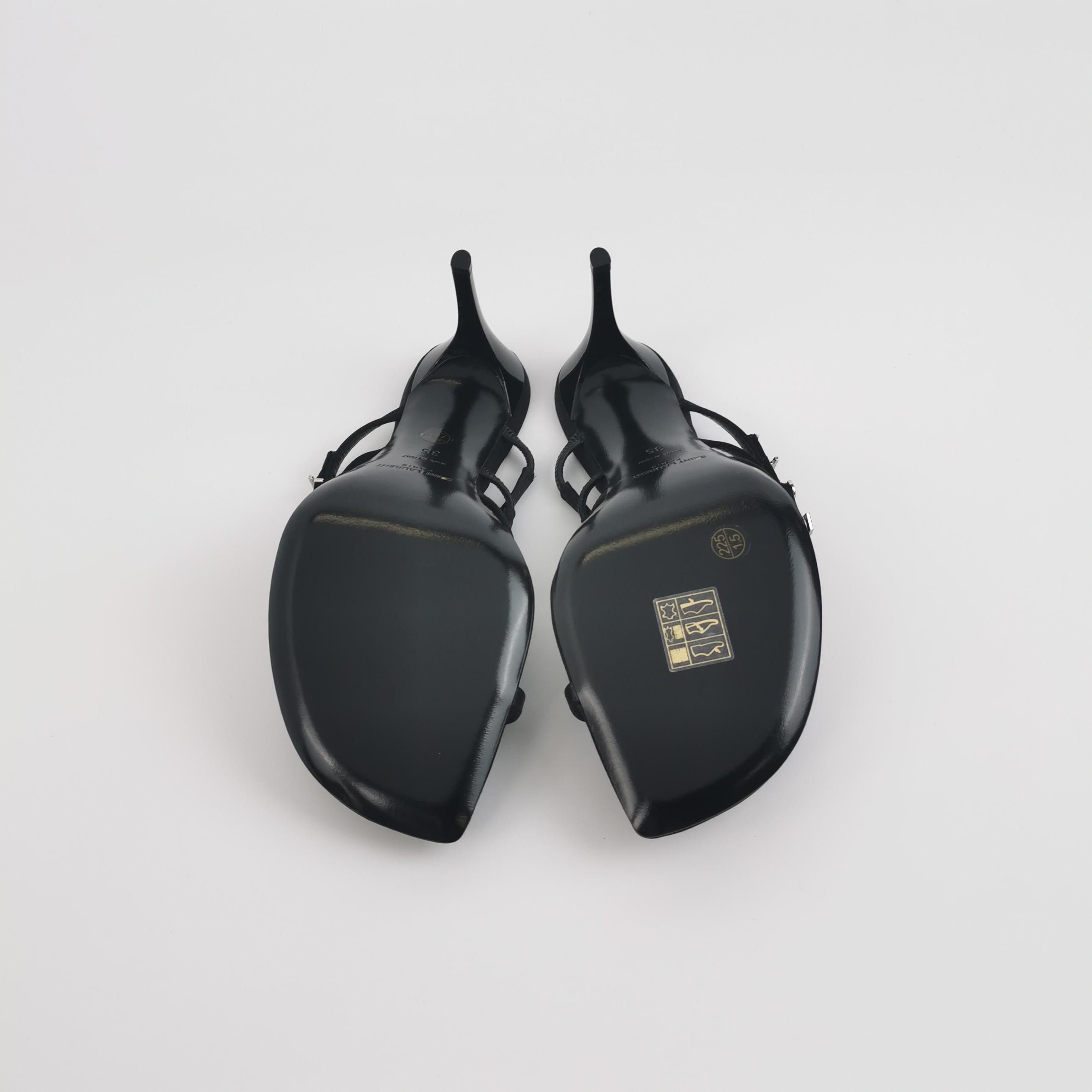 Saint Laurent Paris Saint Laurent Rhinestone Logo Satin Sandals Size 35 Size US 5 / IT 35 - 5 Thumbnail
