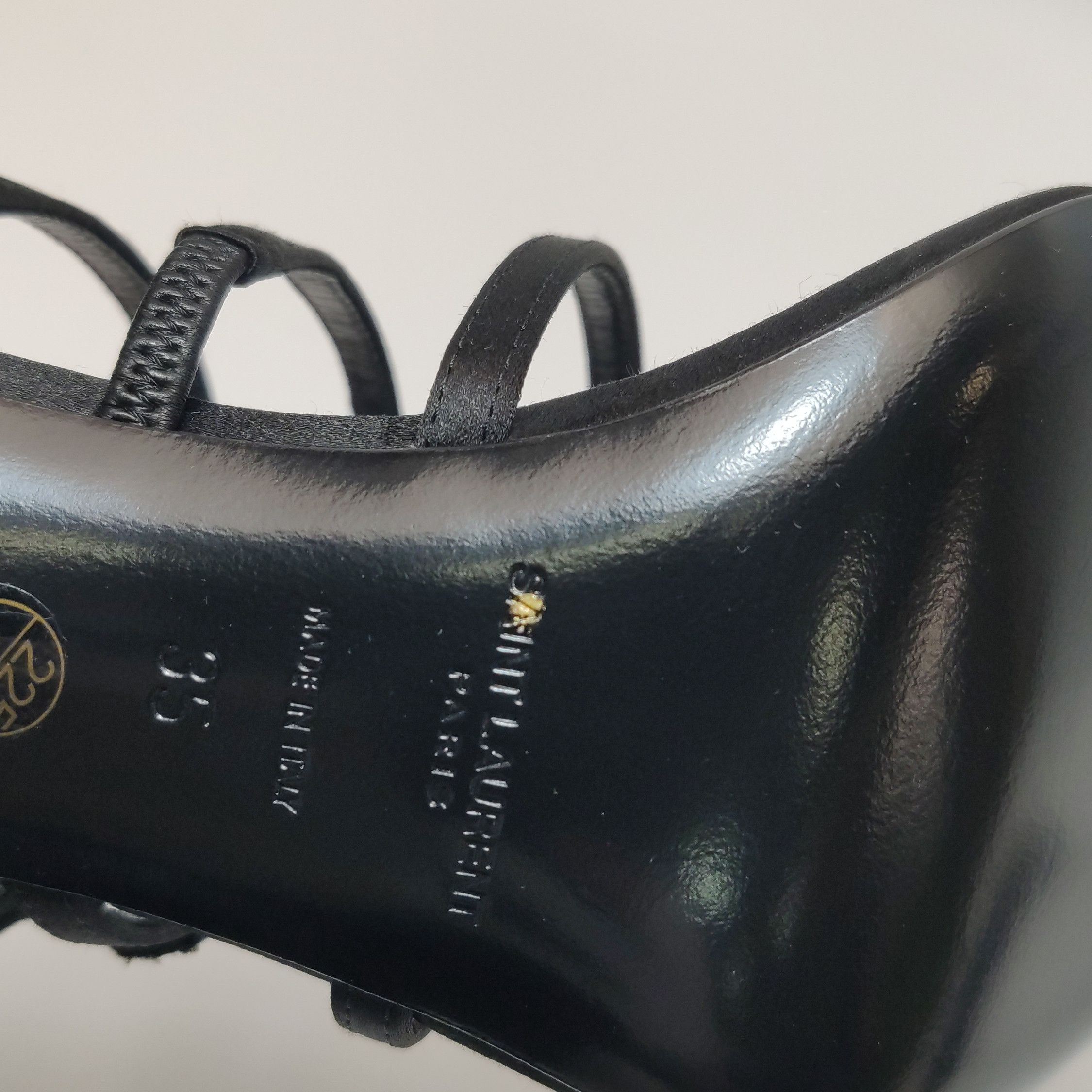 Saint Laurent Paris Saint Laurent Rhinestone Logo Satin Sandals Size 35 Size US 5 / IT 35 - 10 Thumbnail