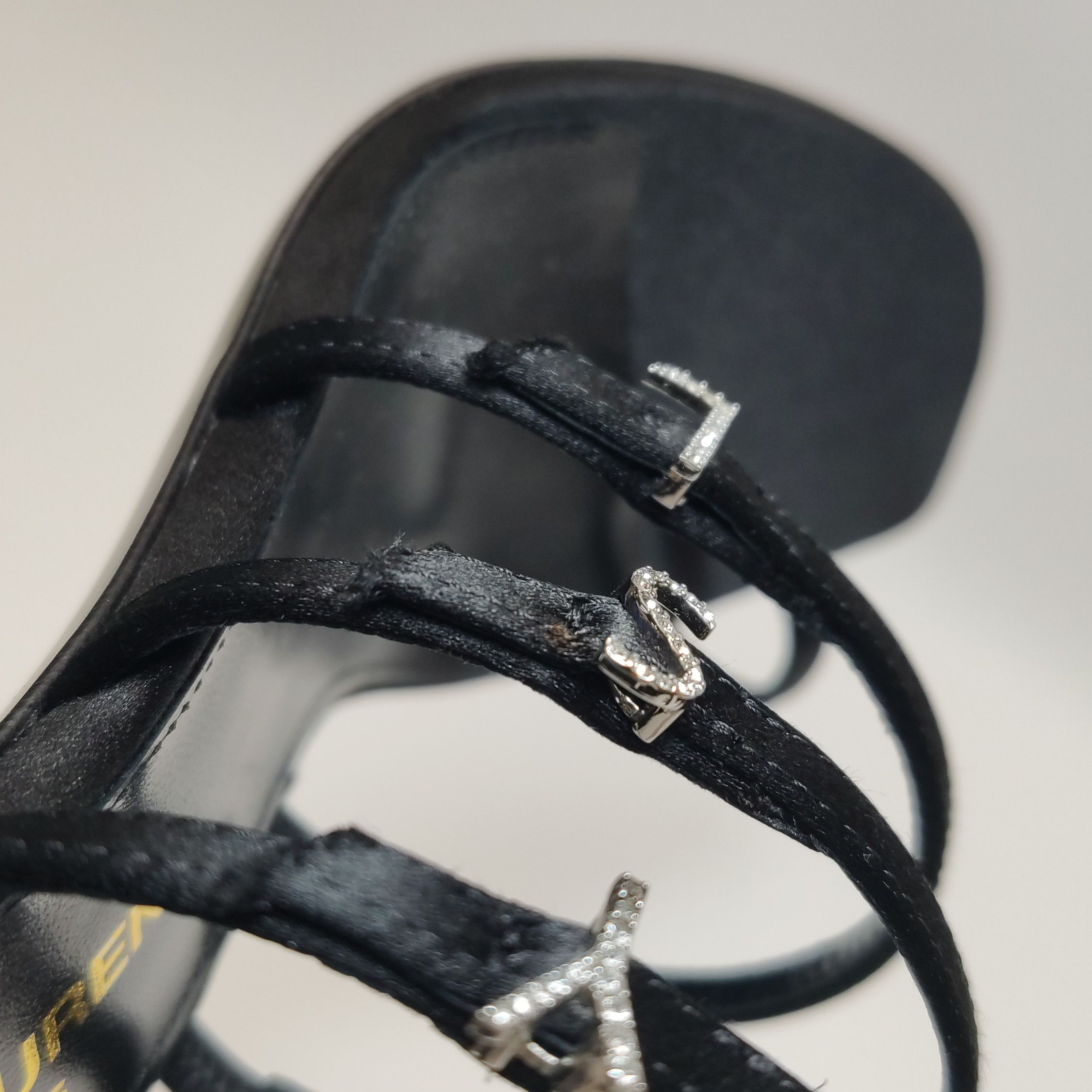 Saint Laurent Paris Saint Laurent Rhinestone Logo Satin Sandals Size 35 Size US 5 / IT 35 - 7 Thumbnail