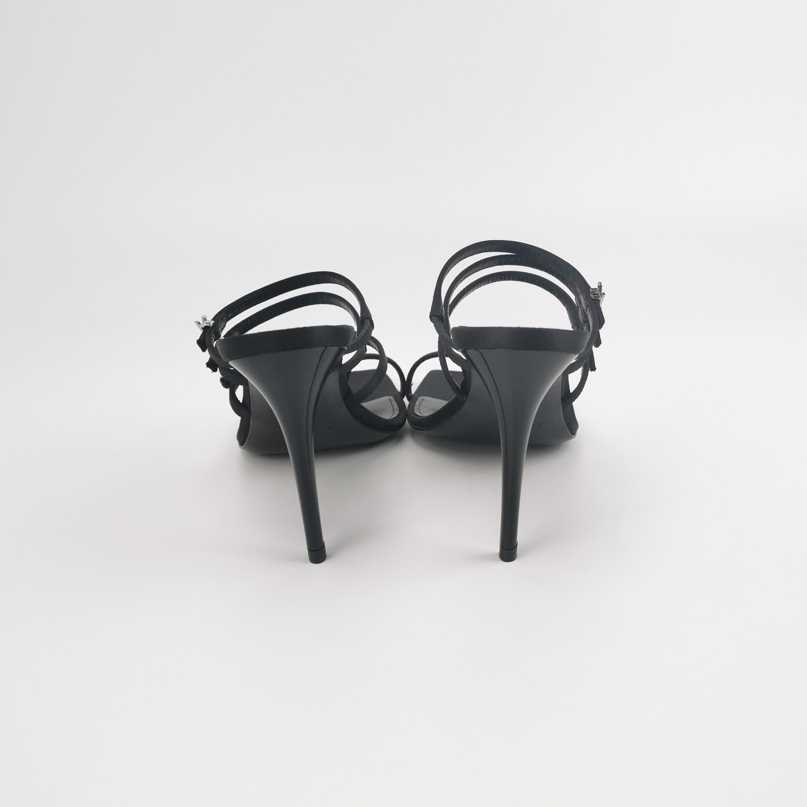 Saint Laurent Paris Saint Laurent Rhinestone Logo Satin Heels Size 35 Size US 5 / IT 35 - 4 Thumbnail