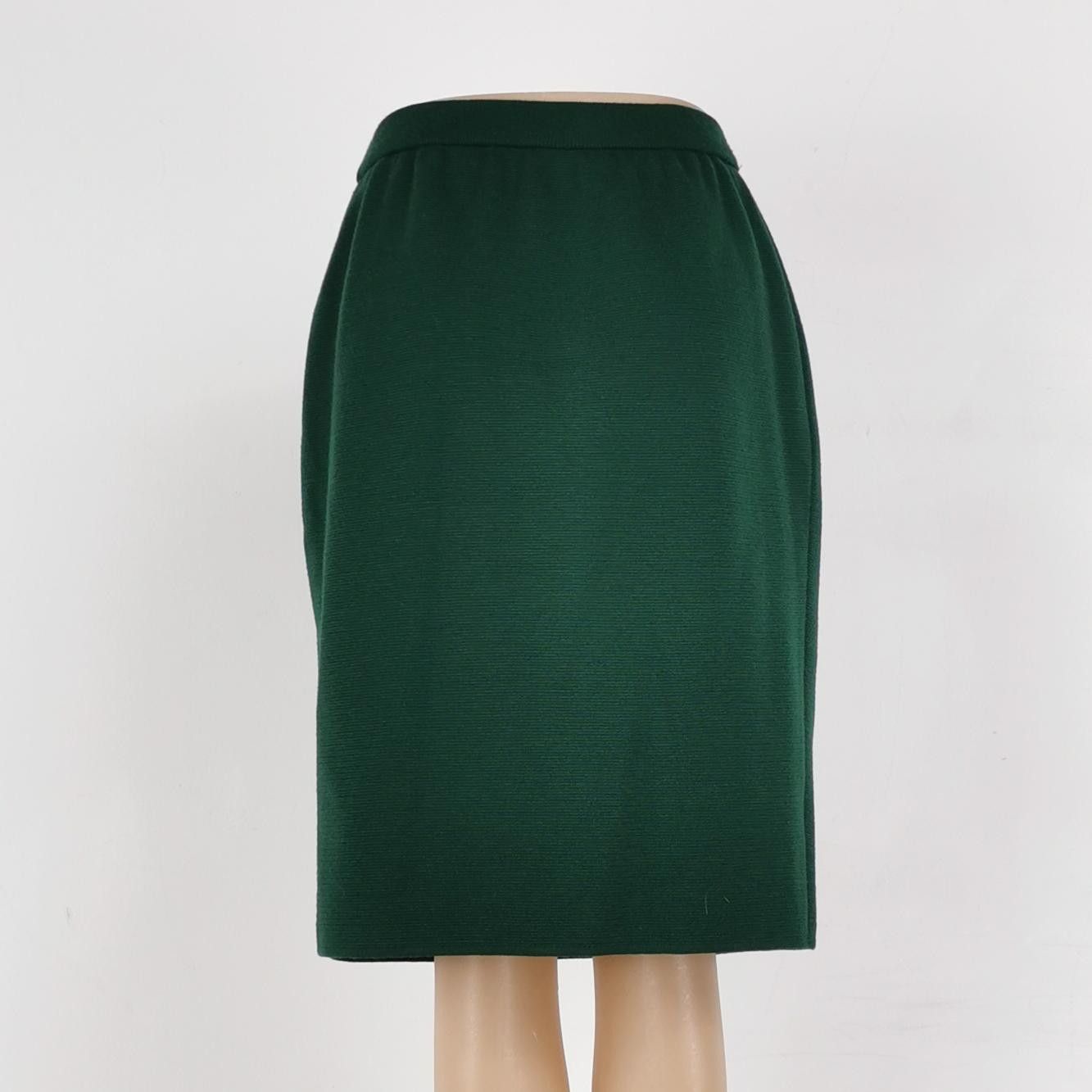 Yves Saint Laurent Yves Saint Laurent Green Wool Midi Skirt IT 40 Size 27" / US 4 / IT 40 - 3 Thumbnail