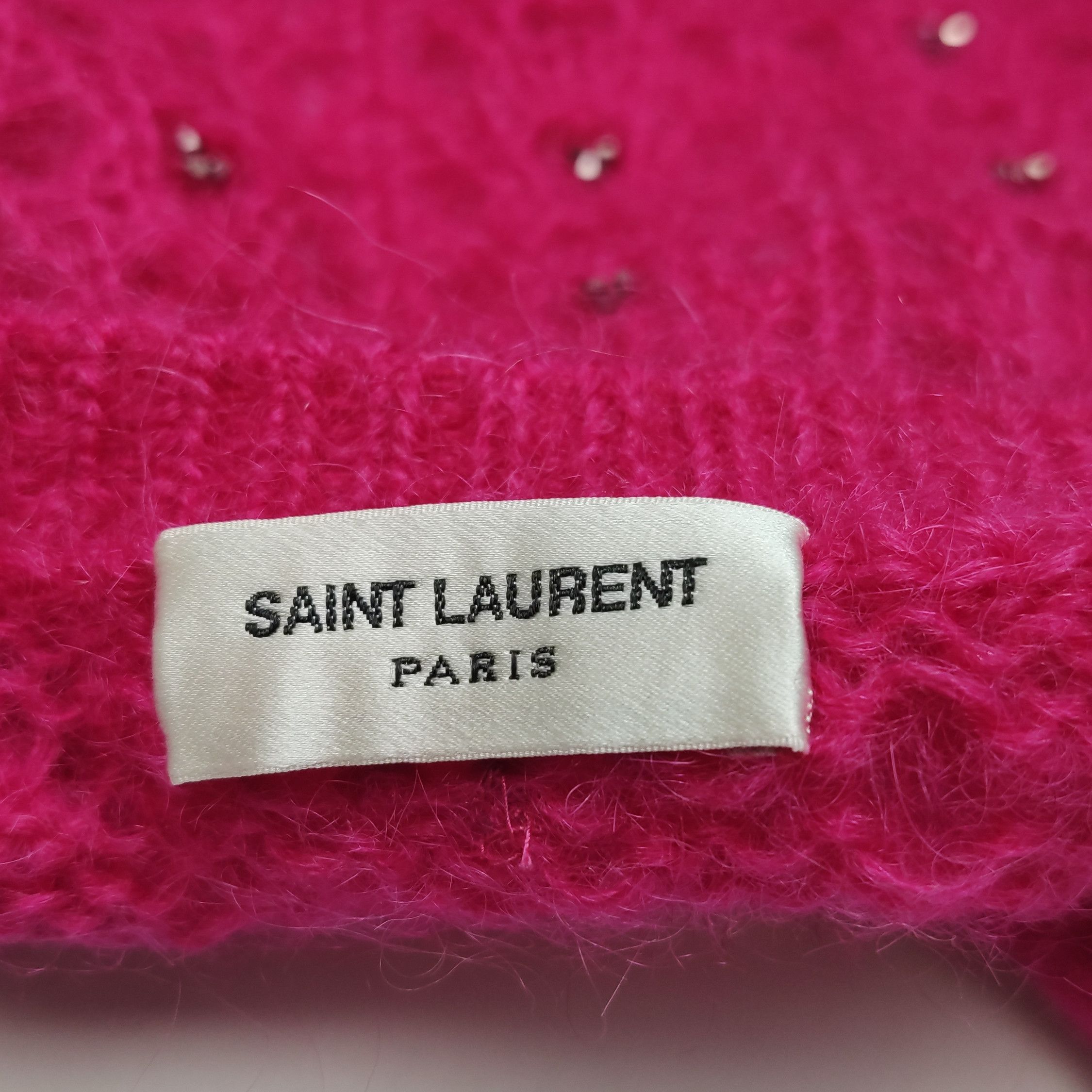 Saint Laurent Paris Saint Laurent Pink Mohair Beaded Sweater Size S Size S / US 4 / IT 40 - 3 Thumbnail