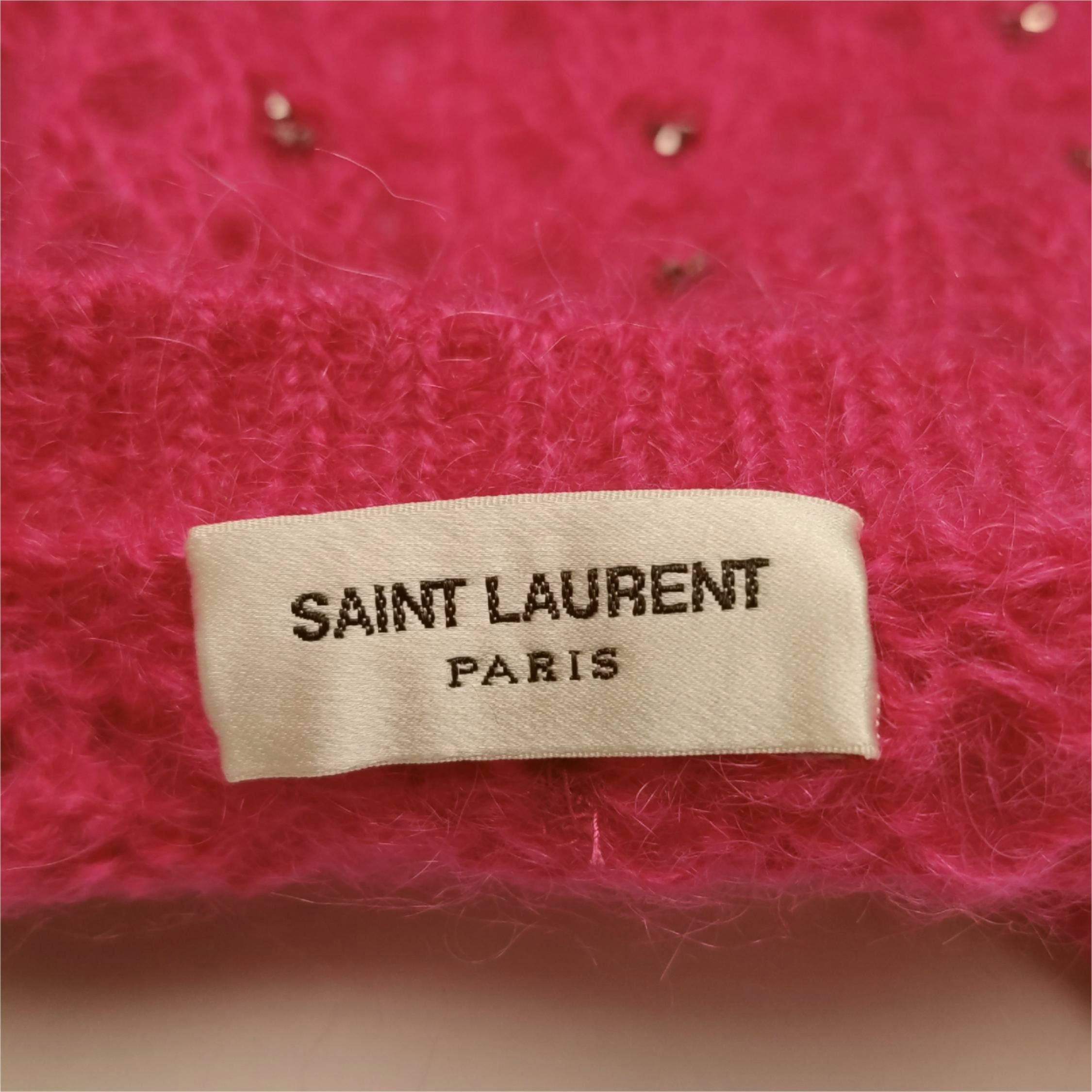 Saint Laurent Paris Saint Laurent Pink Mohair Beaded Sweater Size S Size S / US 4 / IT 40 - 6 Thumbnail