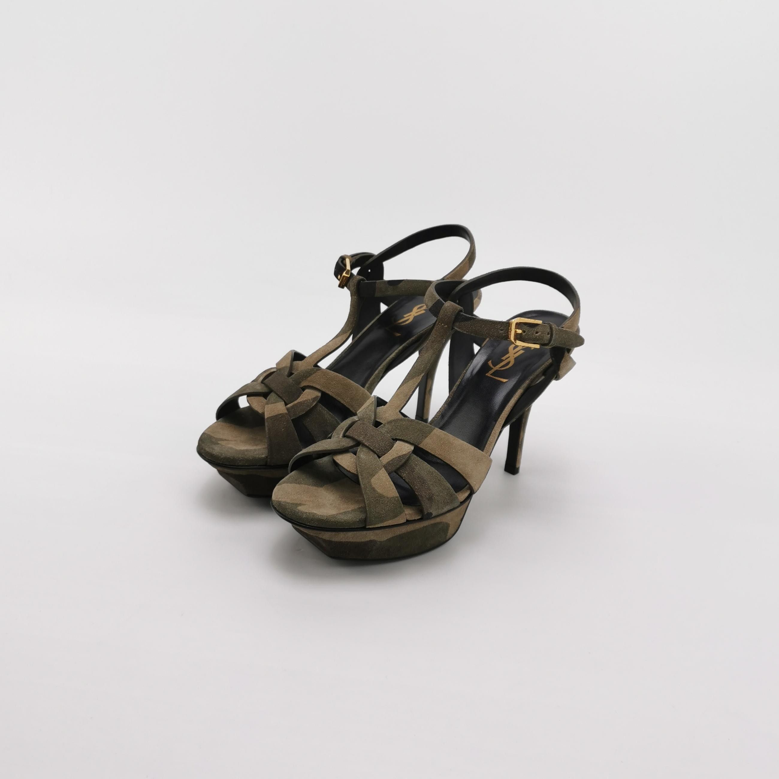 Saint Laurent Paris Saint Laurent Camo Suede Tribute Sandals Size 36.5 Size US 6.5 / IT 36.5 - 2 Thumbnail
