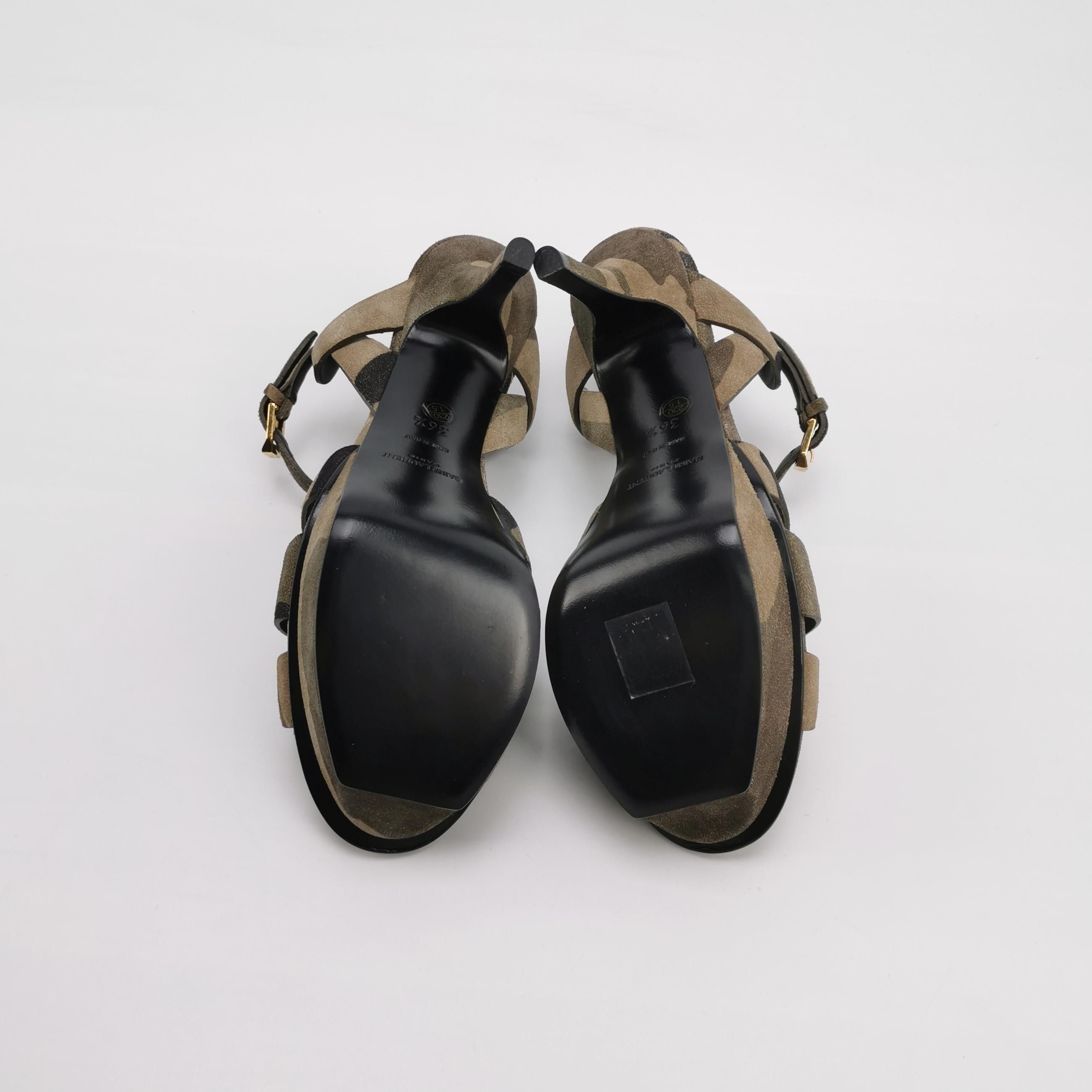 Saint Laurent Paris Saint Laurent Camo Suede Tribute Sandals Size 36.5 Size US 6.5 / IT 36.5 - 5 Thumbnail